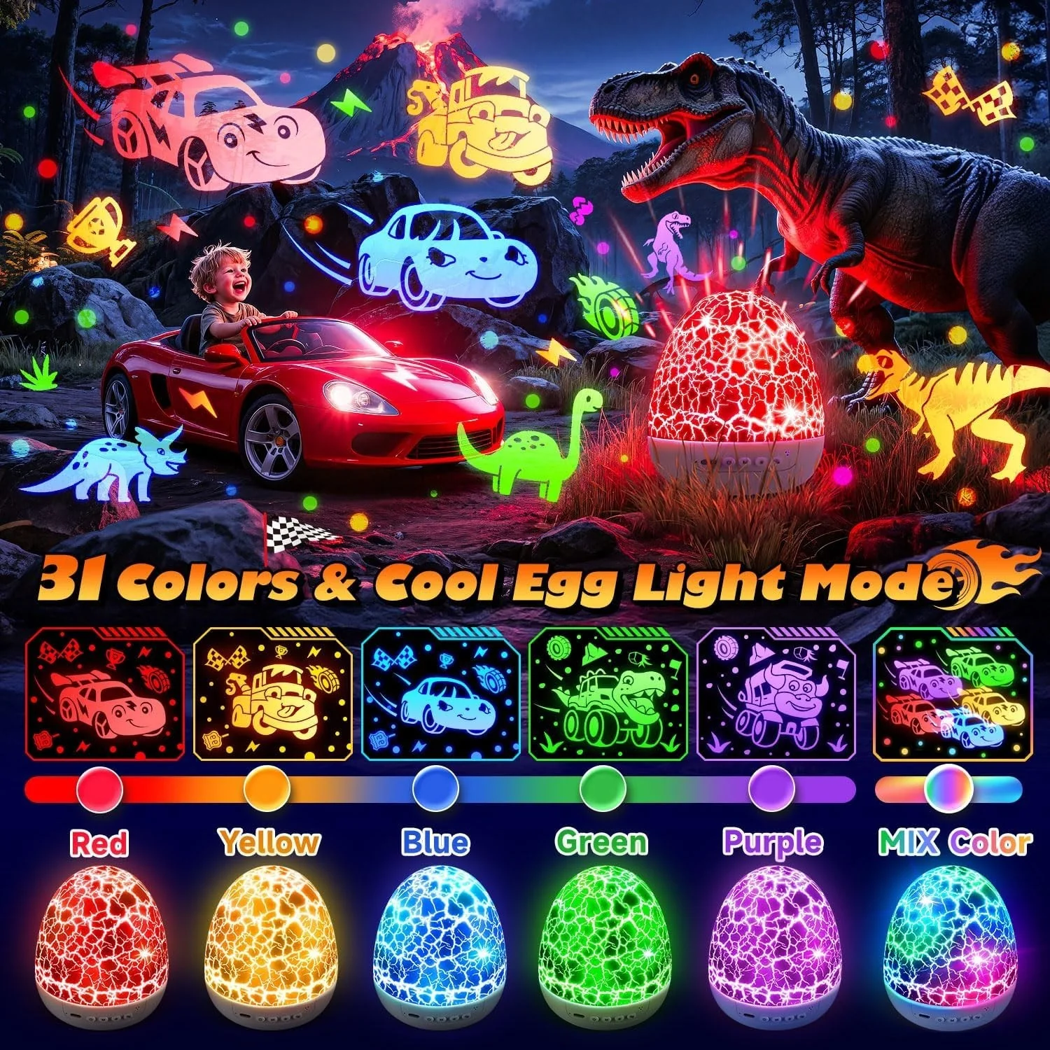 Colorful Cars Projector for Toddlers | 6 Films, 15 Sounds, 31 Colors - Image 6