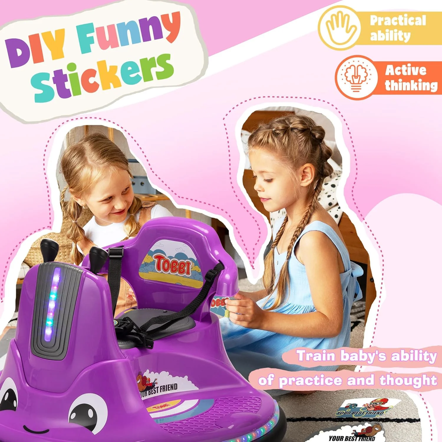 12V Electric Toddler Ride-On Snail-Shaped Car with Remote Control and Safety Bumper - Image 4