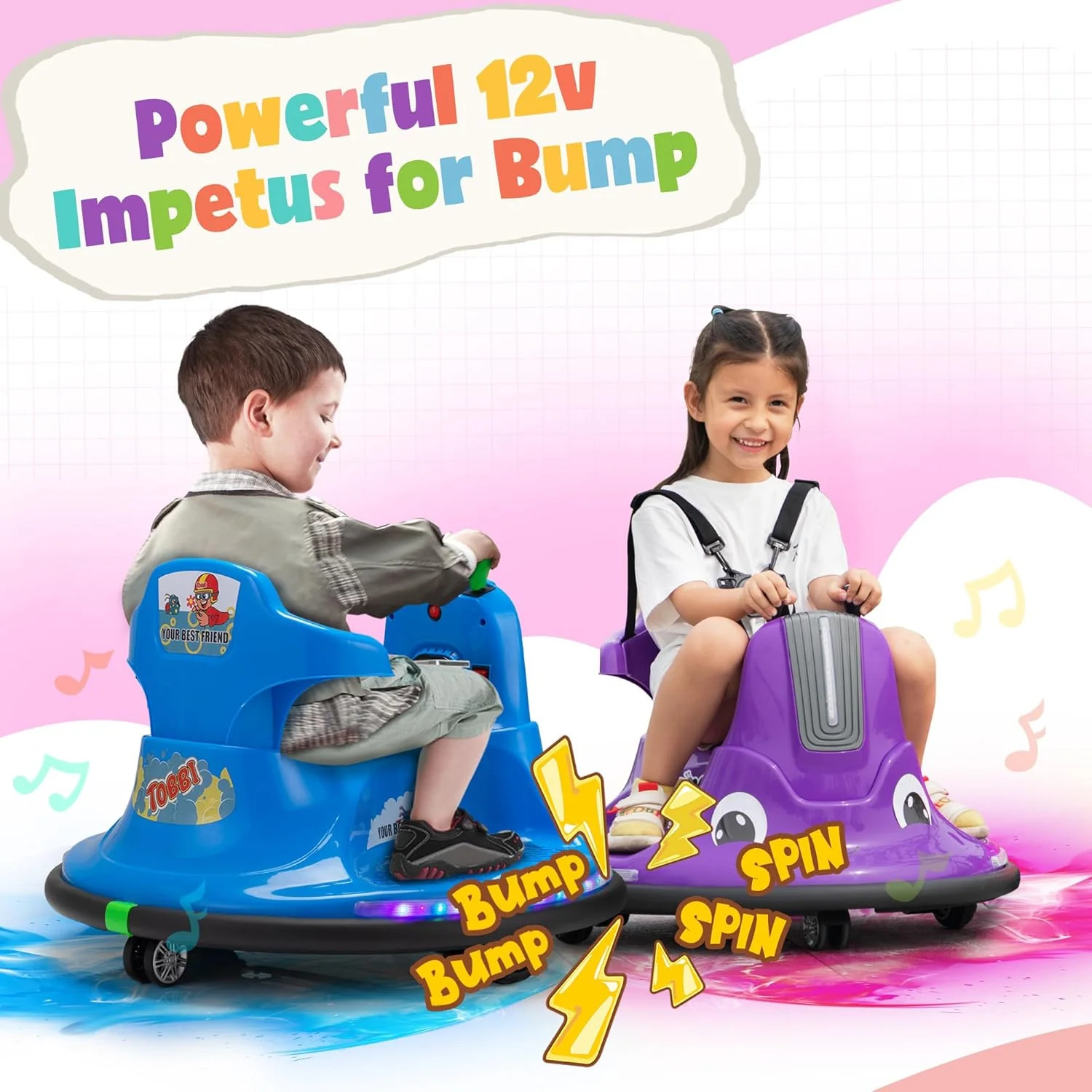12V Electric Snail-Shaped Ride-On Bumper Car for Toddlers with Remote Control - Image 2