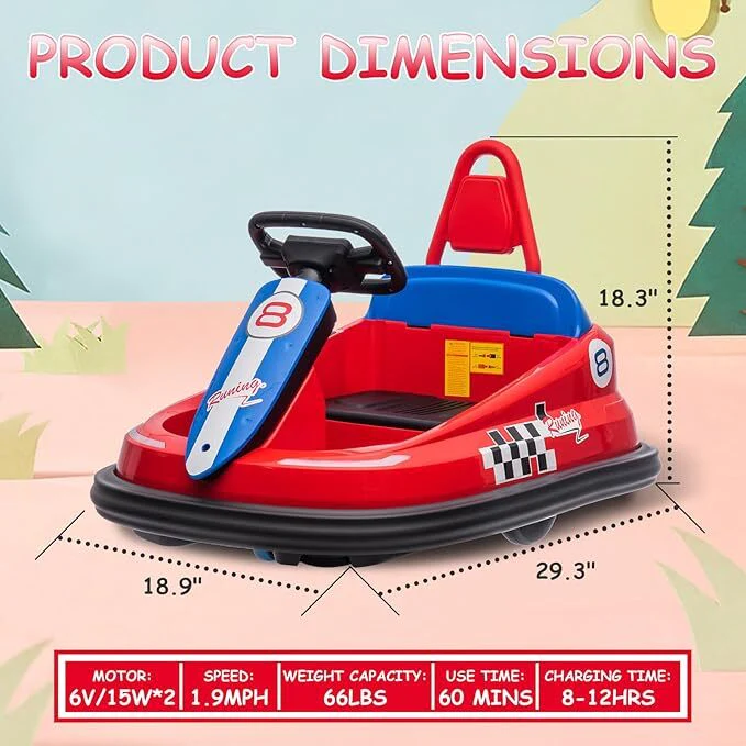 Electric 6V Ride-On Bumper Car Toy for Toddlers Ages 3-6 Boys and Girls - Image 14