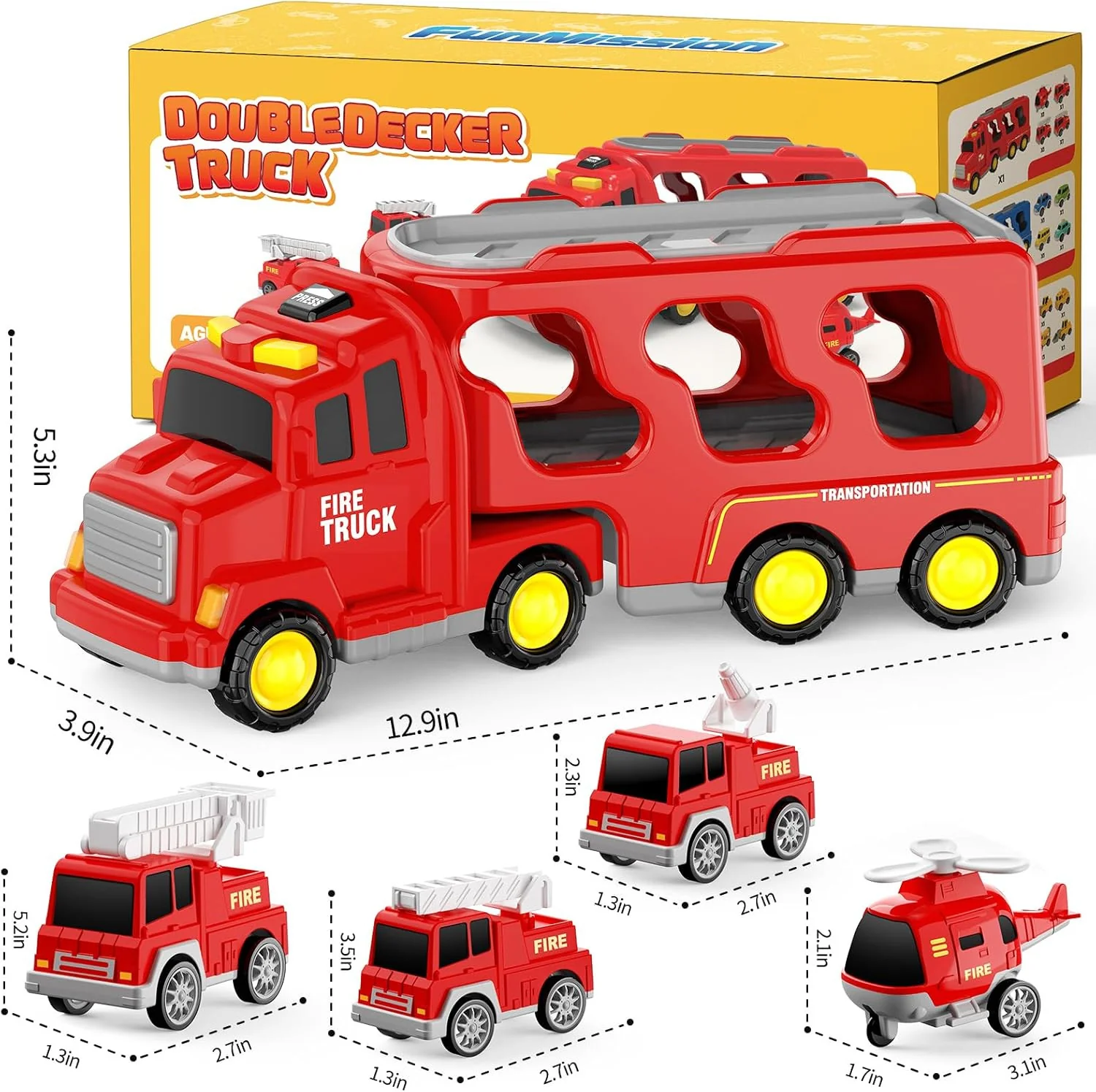 5-in-1 Friction Fire Truck Toy for Children Aged 3-9 - Image 2