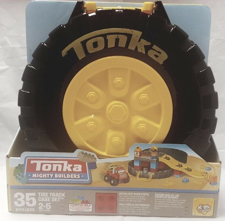 Mighty Builders Tire Track Playset with Storage Case, 35 Pieces