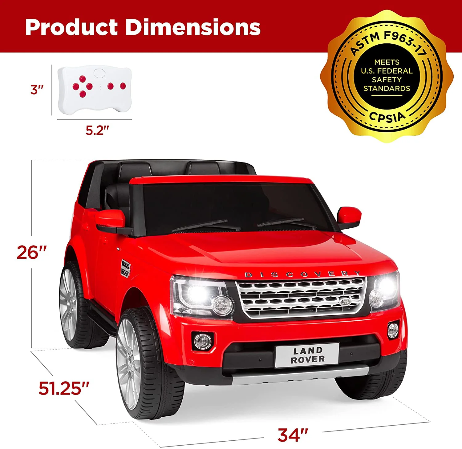 Top Pick Products 12V 3.7 MPH Double Rider Licensed Land Rover Electric Car Toy with - Image 8