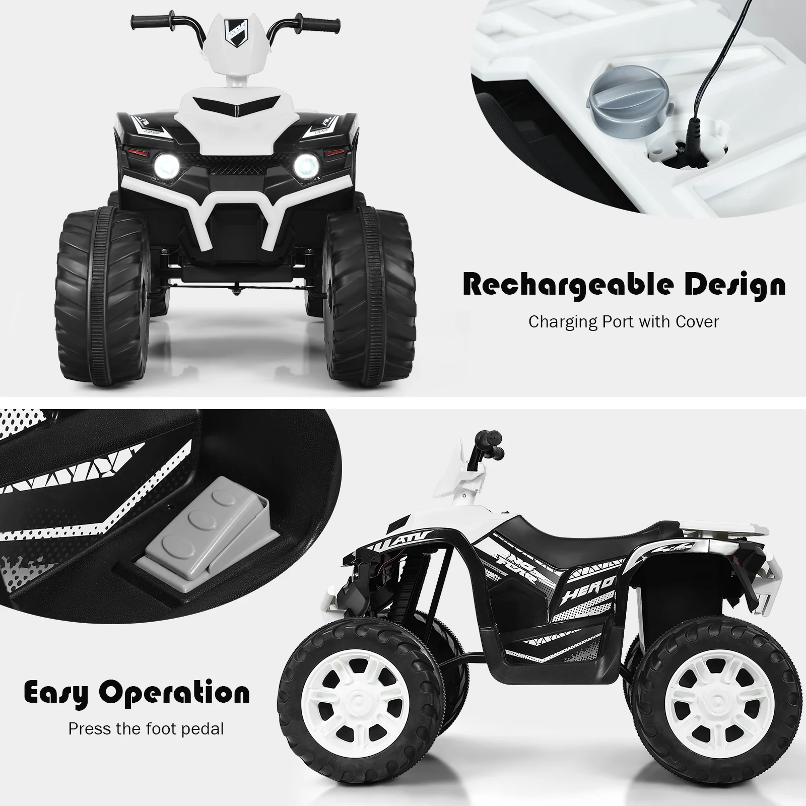 12V Electric Kids Quad ATV Ride-On Car with LED Lights - Image 6