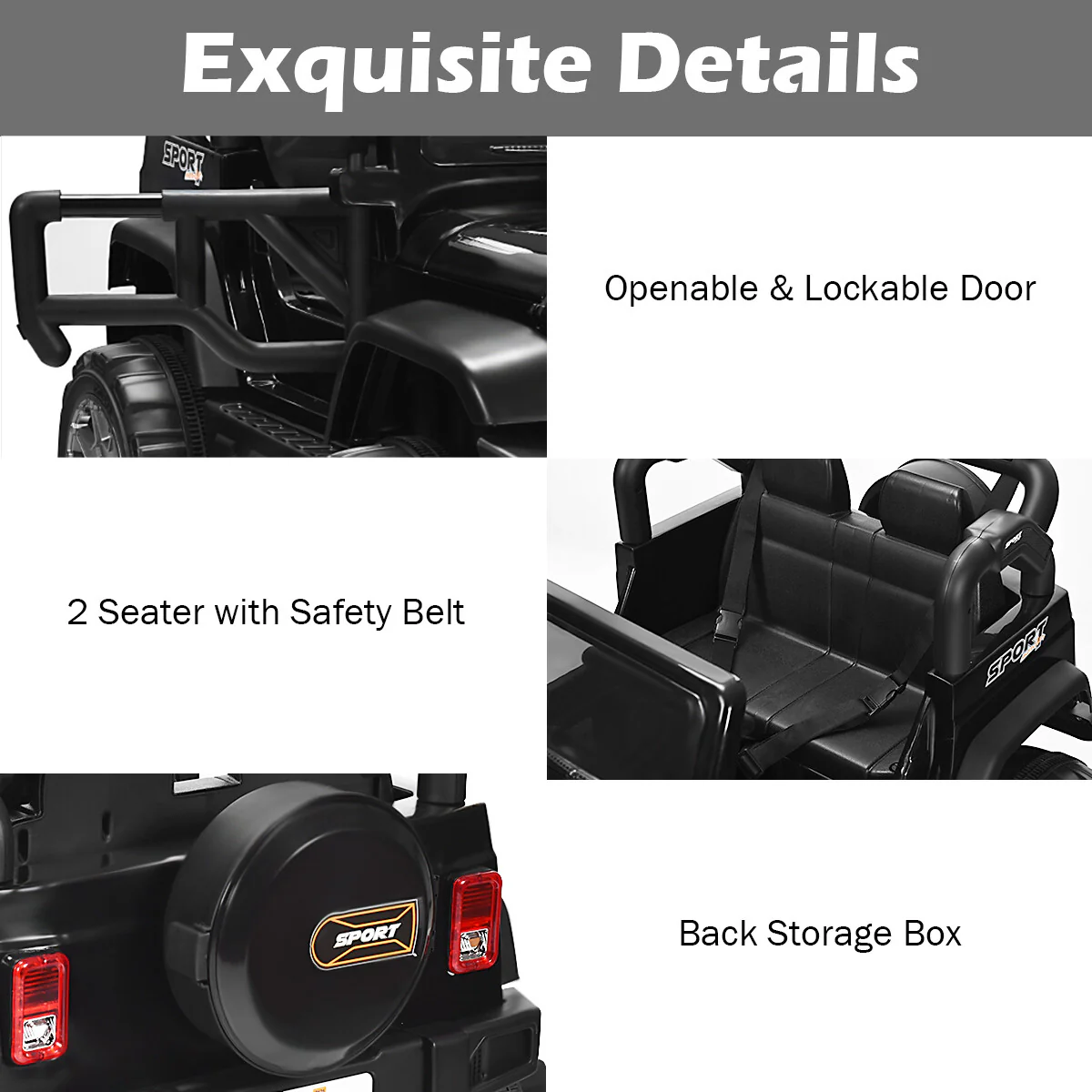 12V Electric Kids Ride-On Jeep Truck with Remote Control Toy Car - Image 7