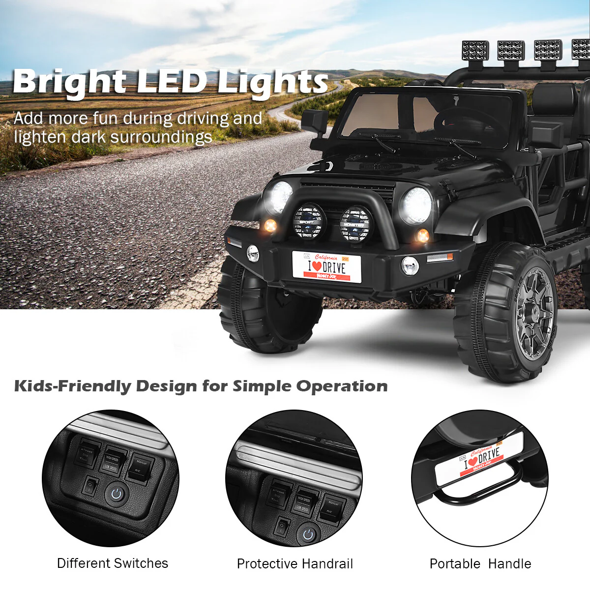 12V Electric Kids Ride-On Jeep Truck with Remote Control Toy Car - Image 8