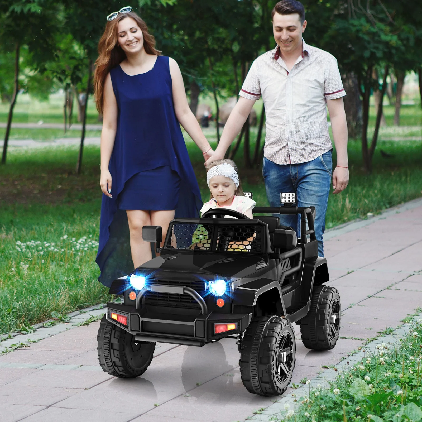 12V Kids Electric Ride-On Car with Parental Remote Control, Music, and Horn - Image 2