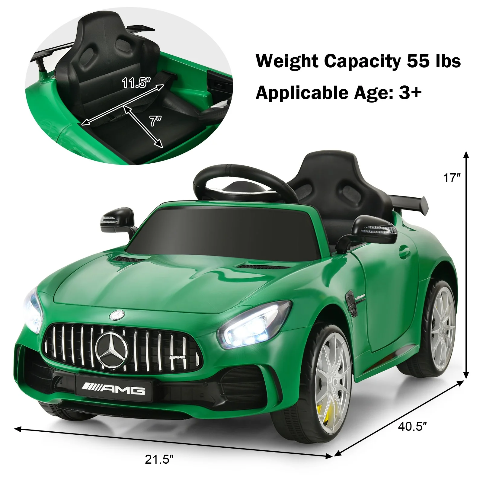 12V Electric Ride-On Car for Kids Licensed Mercedes-Benz GTR Battery Powered - Image 8