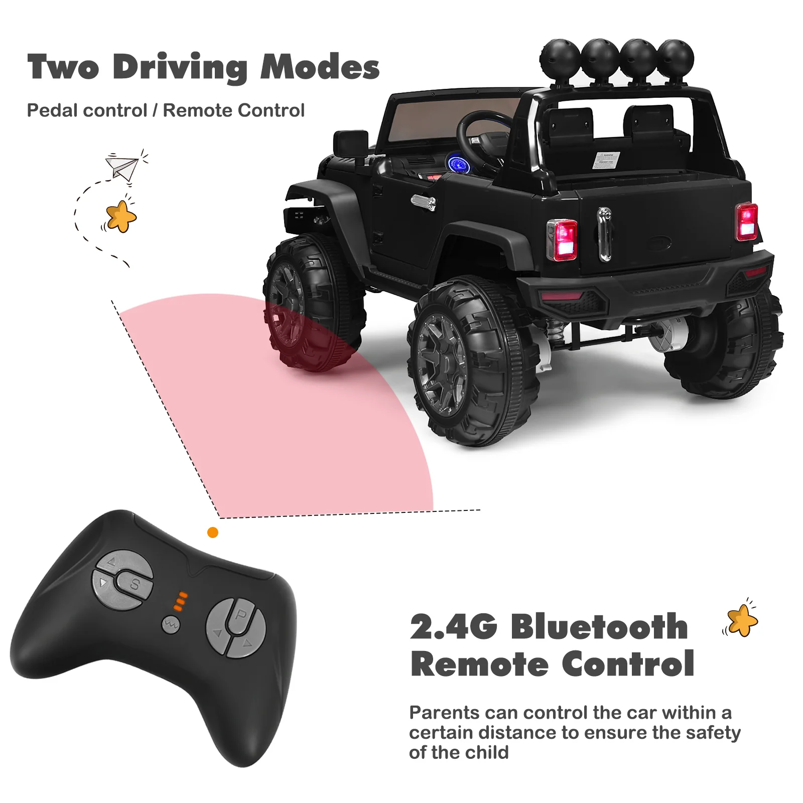 12V Kids Electric Ride-On Truck with 2.4GHz Remote Control - Image 6
