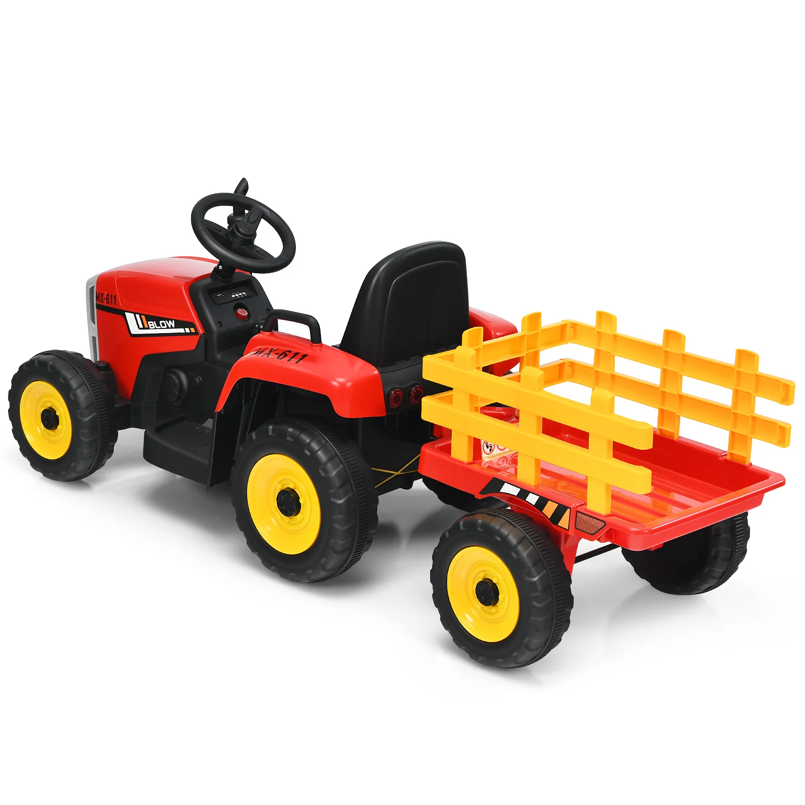 Kids Battery-Powered Ride-On Tractor with Trailer and Large Capacity - Image 3