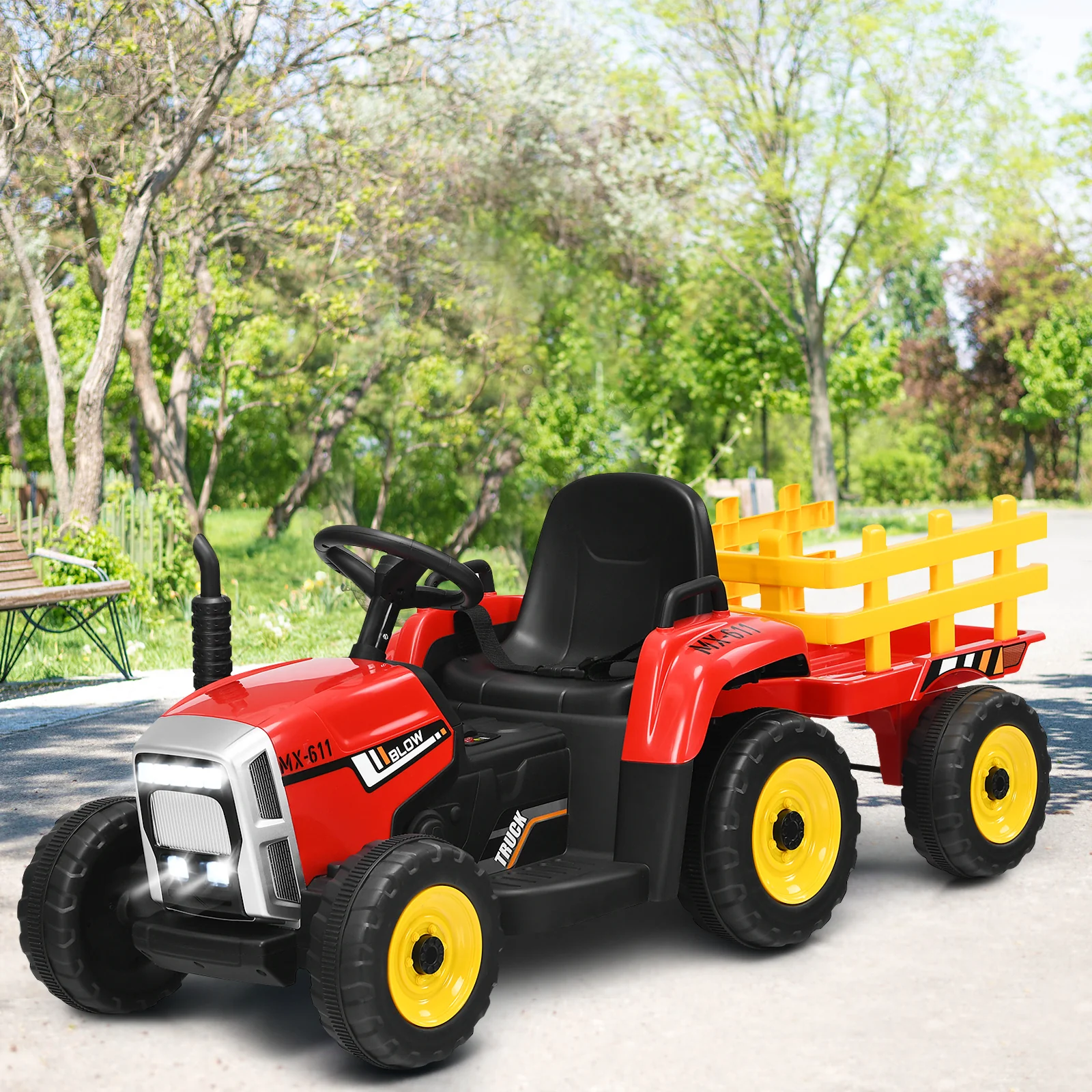 Kids Battery-Powered Ride-On Tractor with Trailer and Large Capacity - Image 4