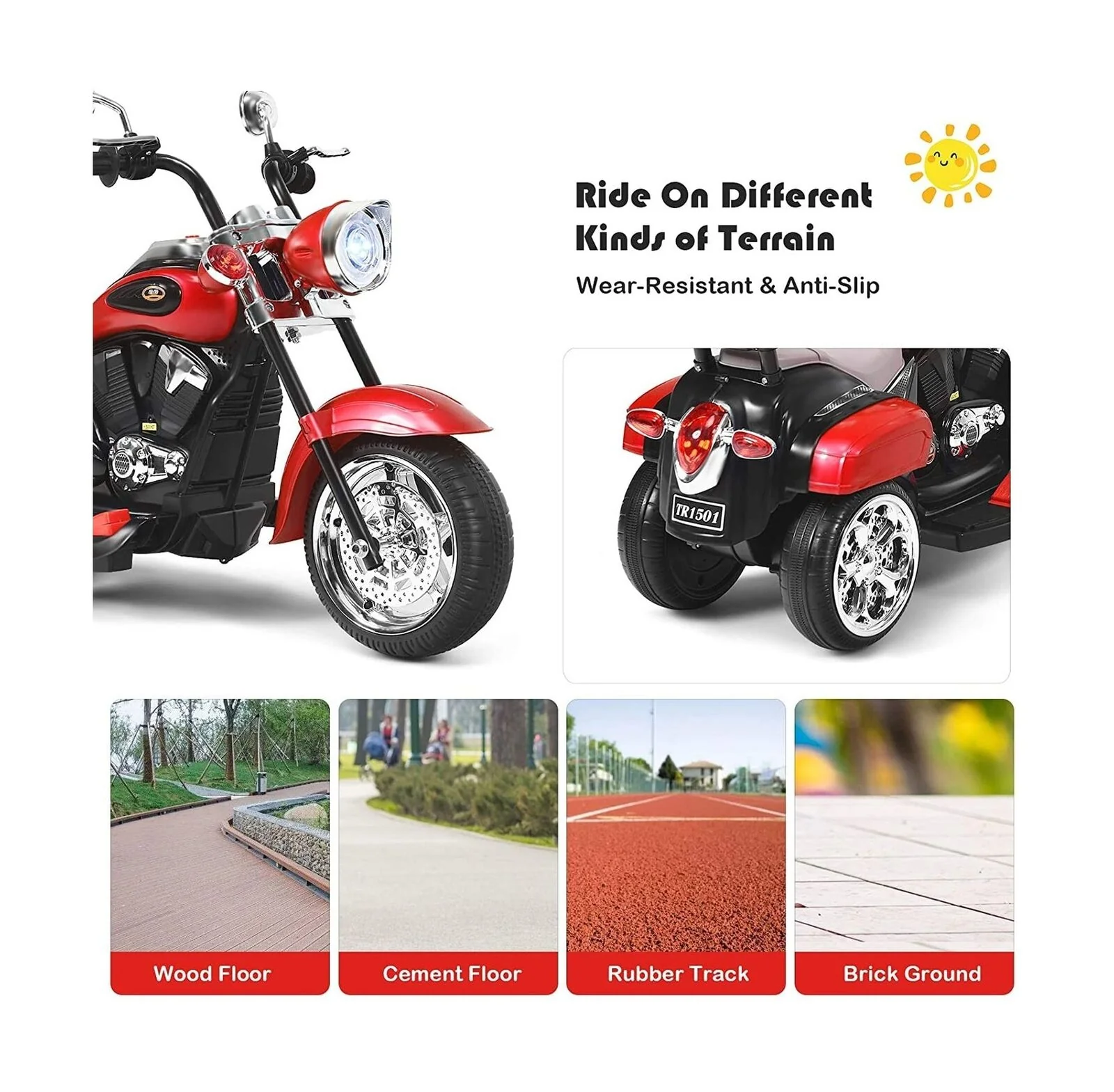 Topment Kids Electric Motorcycle, 6 V Rechargeable Battery Powered Ride on Toy - Image 4