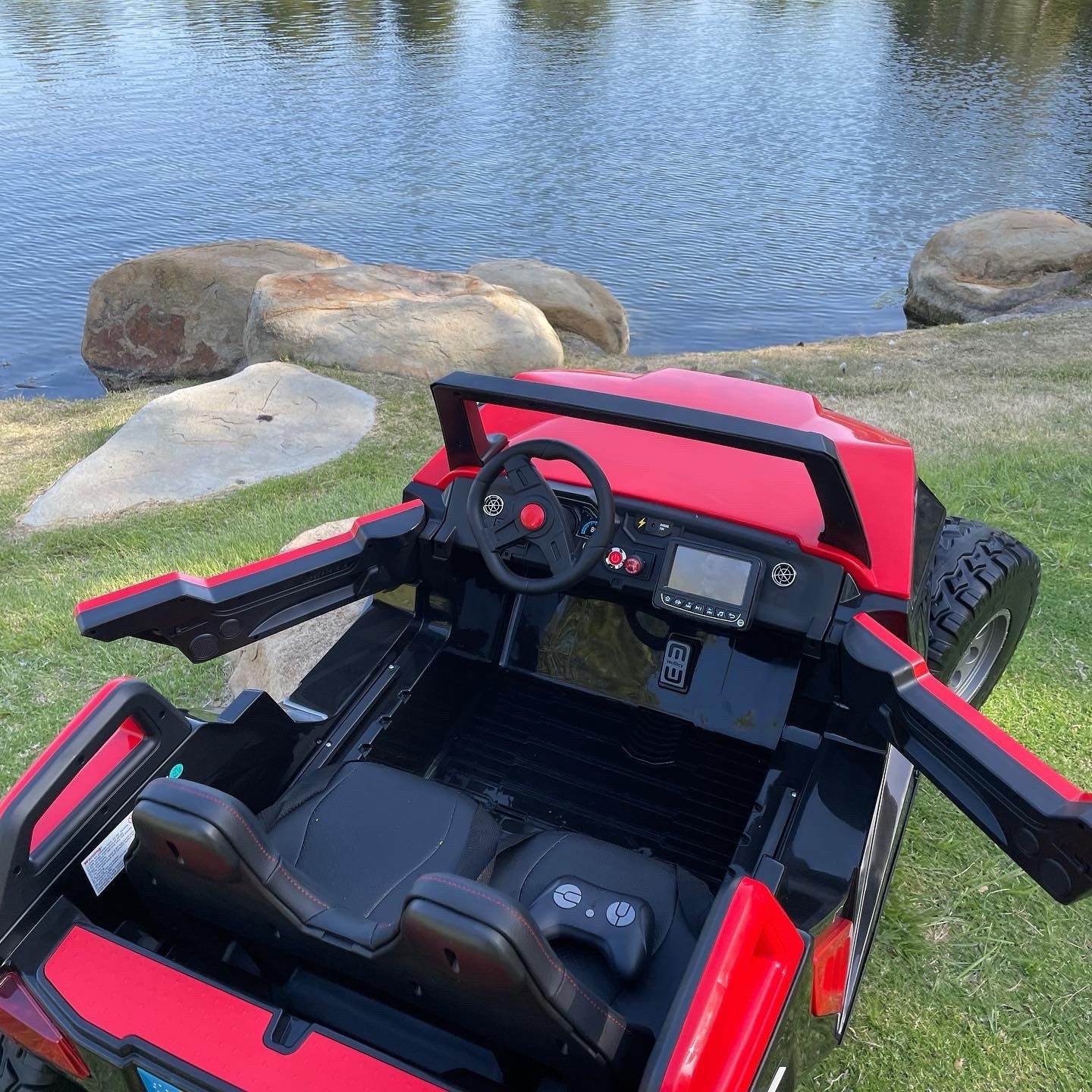 24V XL 4x4 Ride-On Buggy with Rubber Tires and Remote Control for Ages 1-10, Red - Image 2