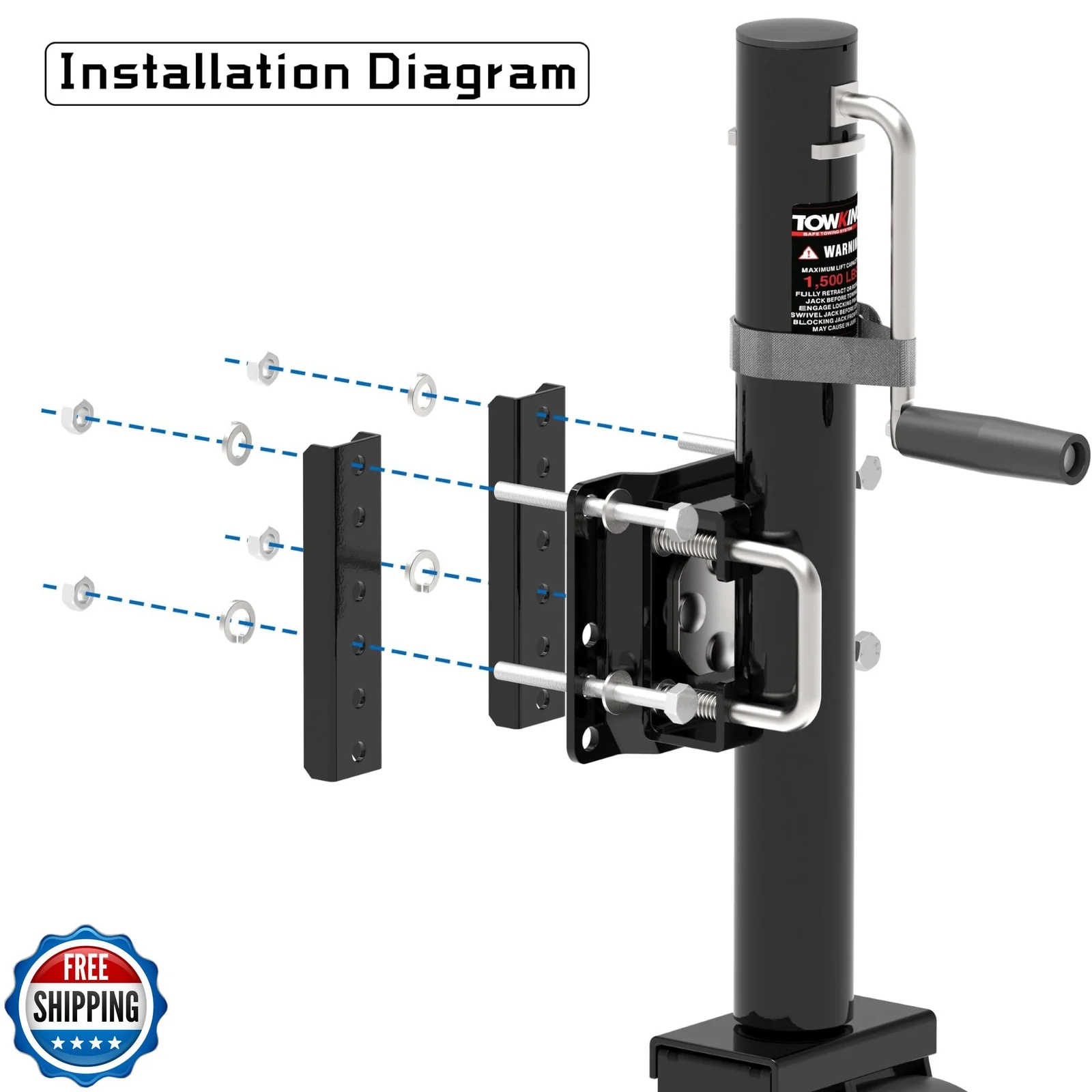 6-Inch Dual Wheel Trailer Jack with 13-Inch Vertical Lift, 1500 lbs Capacity - Image 5