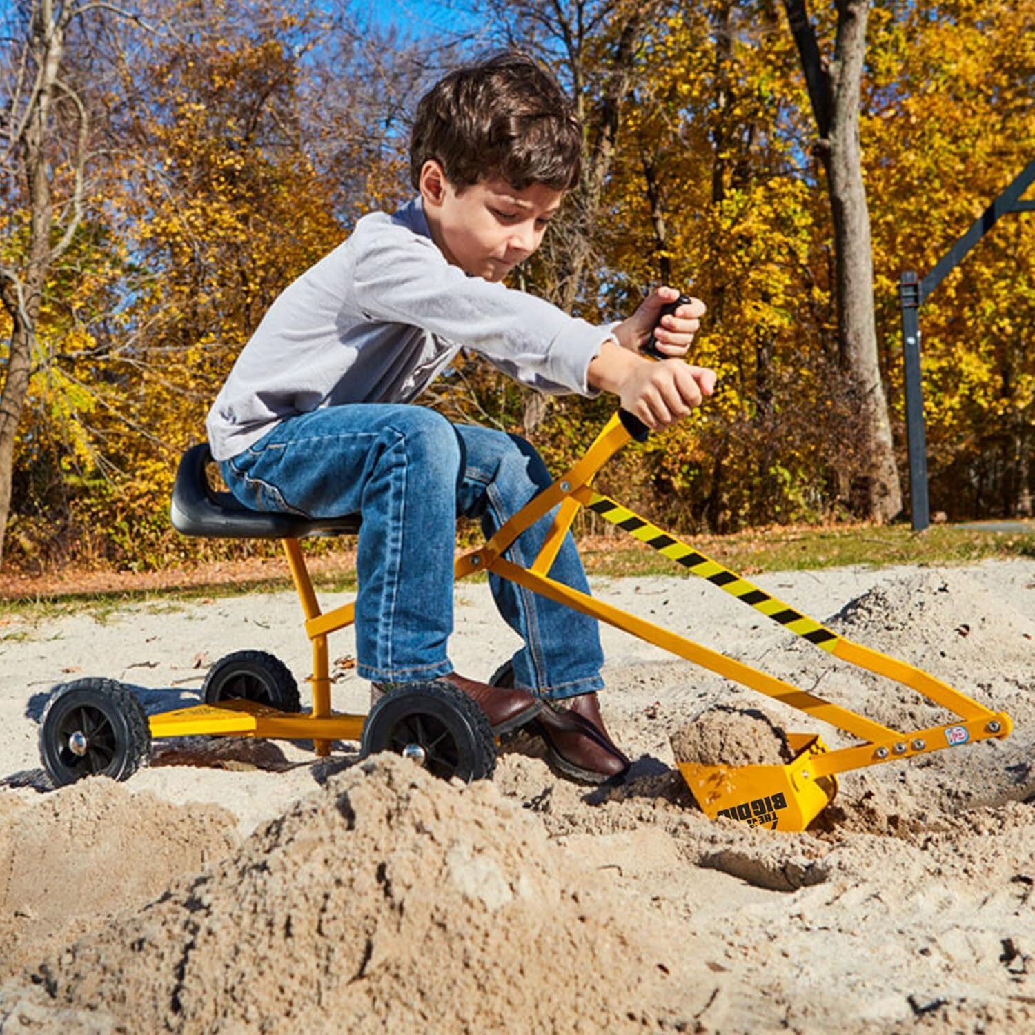 Kids 3+ Ride-On Excavator Sand Digger with 360-Degree Rotating Base, Yellow - Image 5