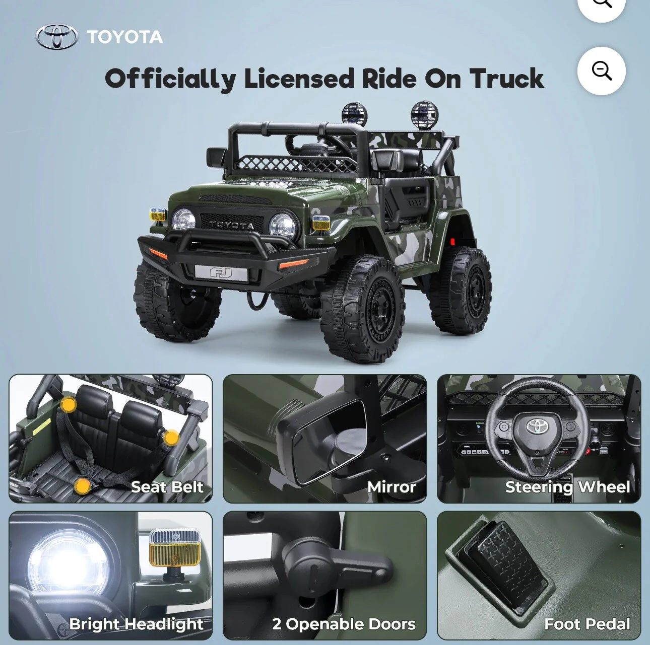 Kids Electric Ride-On FJ Cruiser Truck 12V with 7Ah Battery and Remote Control - Image 7