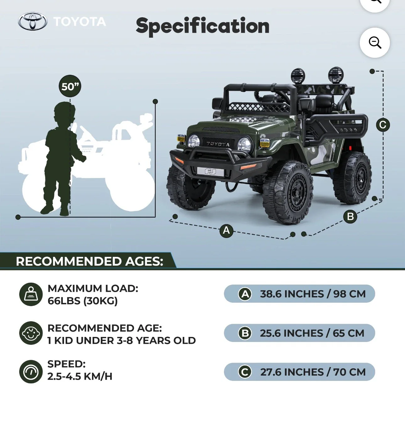 Kids Electric Ride-On FJ Cruiser Truck 12V with 7Ah Battery and Remote Control - Image 9