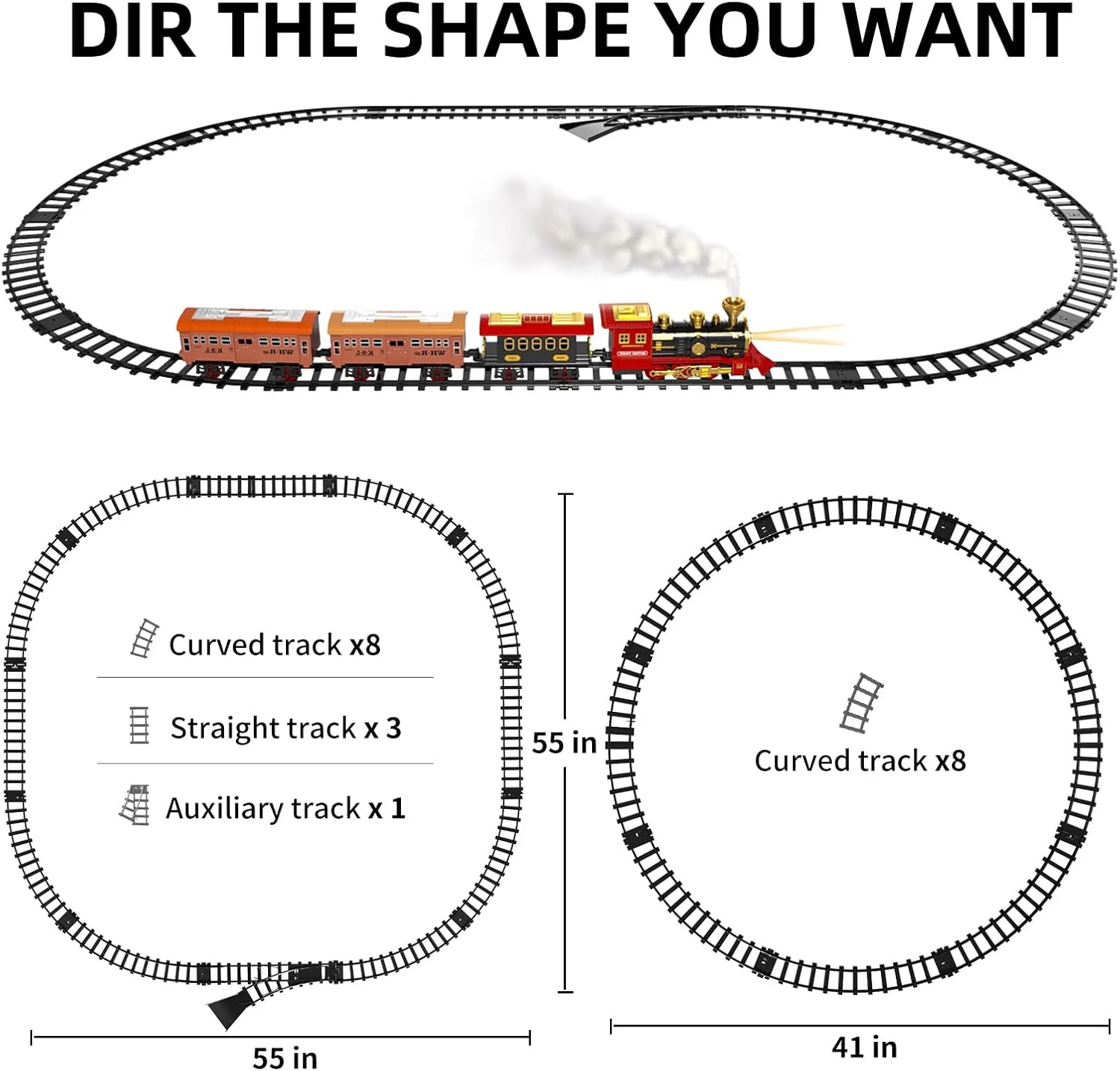 Toddler Train Set with Steam Engine, Cargo Car, and Extended Track for Ages 3-5 - Image 2