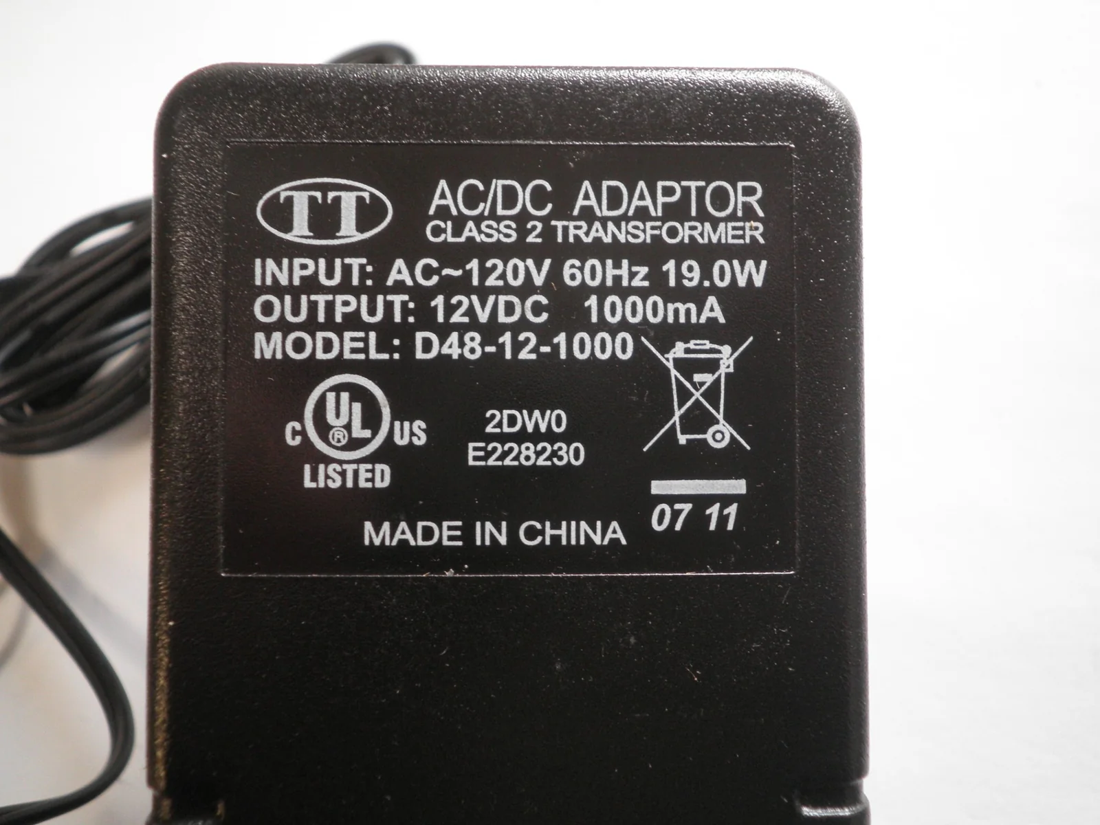 Class 2 12V 1A Ride-On Vehicle Battery Charger Model D48-12-1000 - Image 2