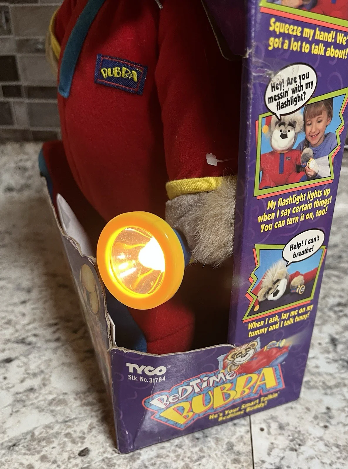Tyco Bedtime Bubba Interactive Plush Toy with Flashlight - 1997 Edition - Image 3