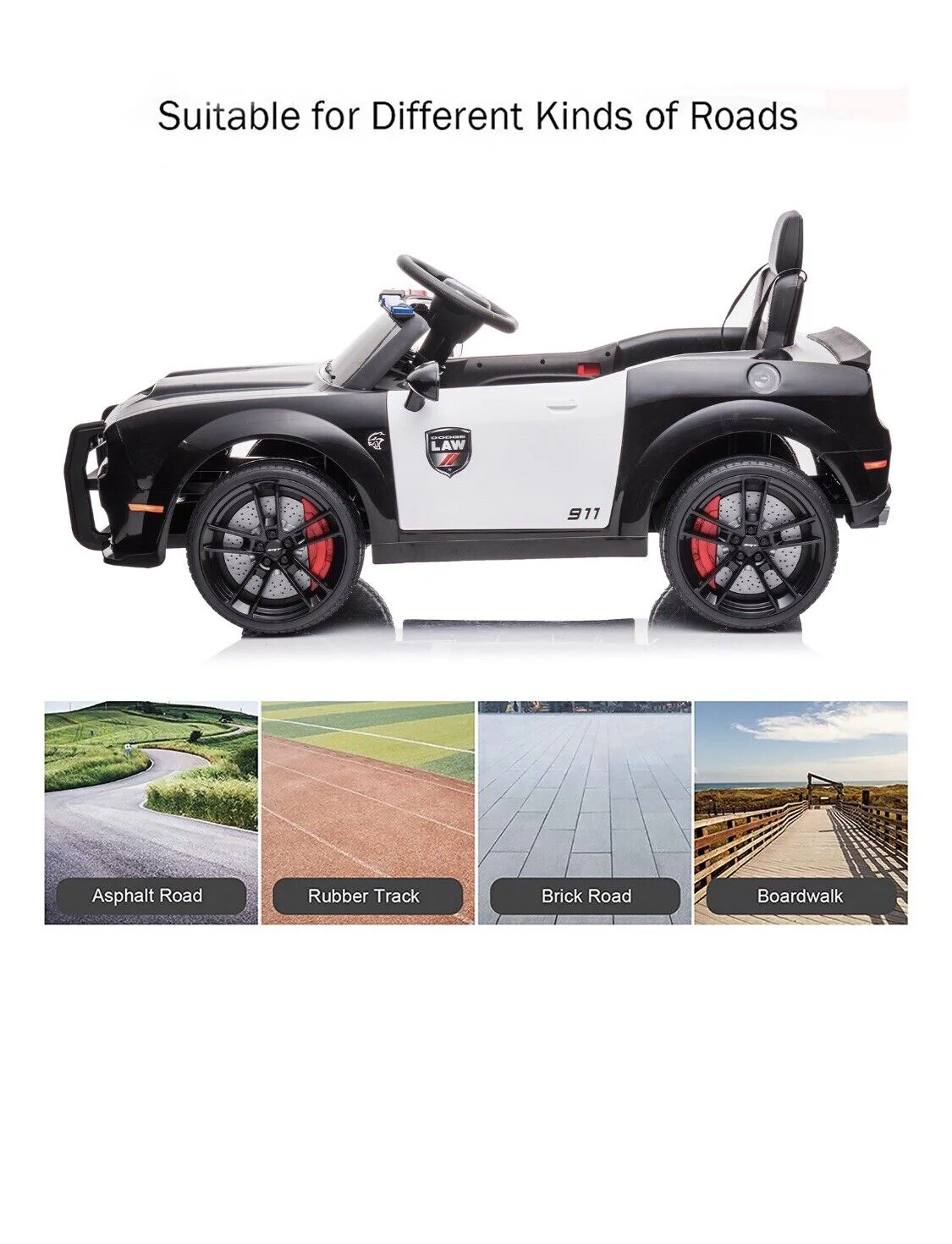Ultimate Dodge Challenger SRT Hellcat Police Car 12V Kids Ride-On Toy with Remote Control - Image 8