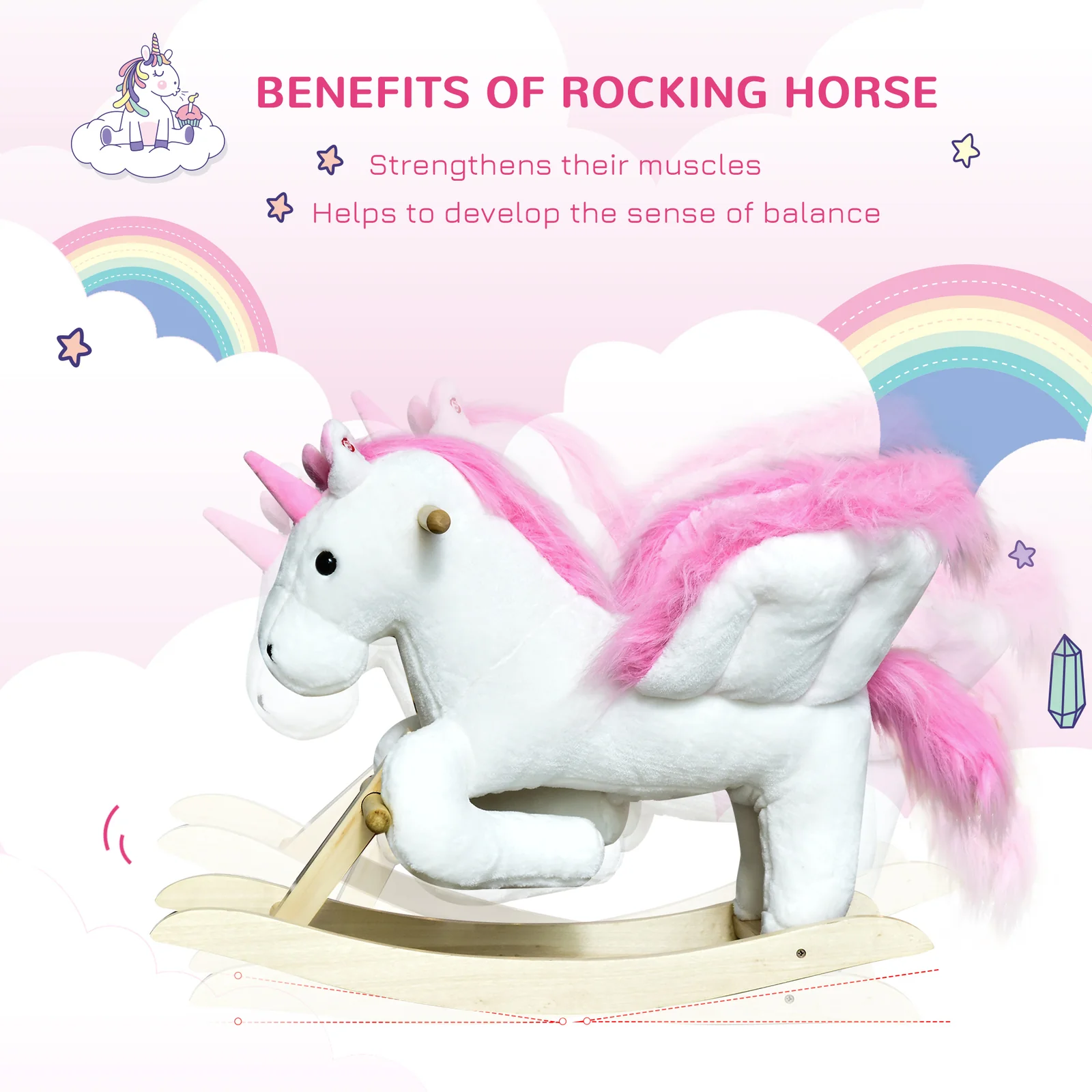 Deluxe Unicorn Rocking Horse Toy for Kids with Lullaby Music - Image 4