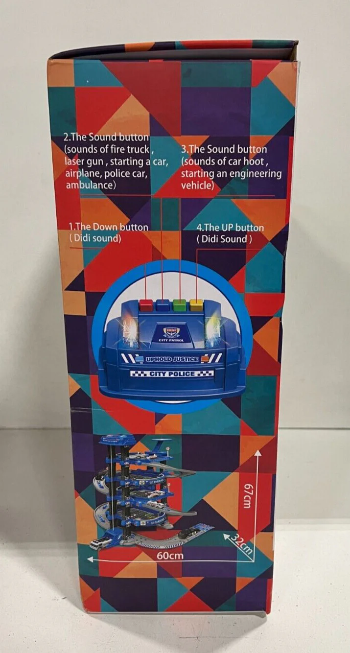 Kids Garage Toy Set with Race Car Ramp and Vehicle Track for Toddlers Age 3+ - Image 3