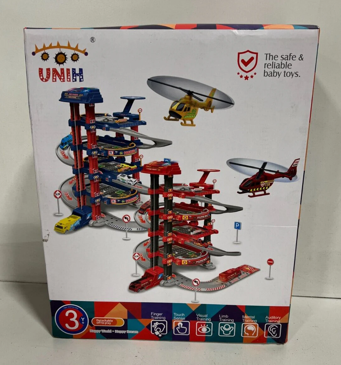 Kids Garage Toy Set with Race Car Ramp and Vehicle Track for Toddlers Age 3+ - Image 4