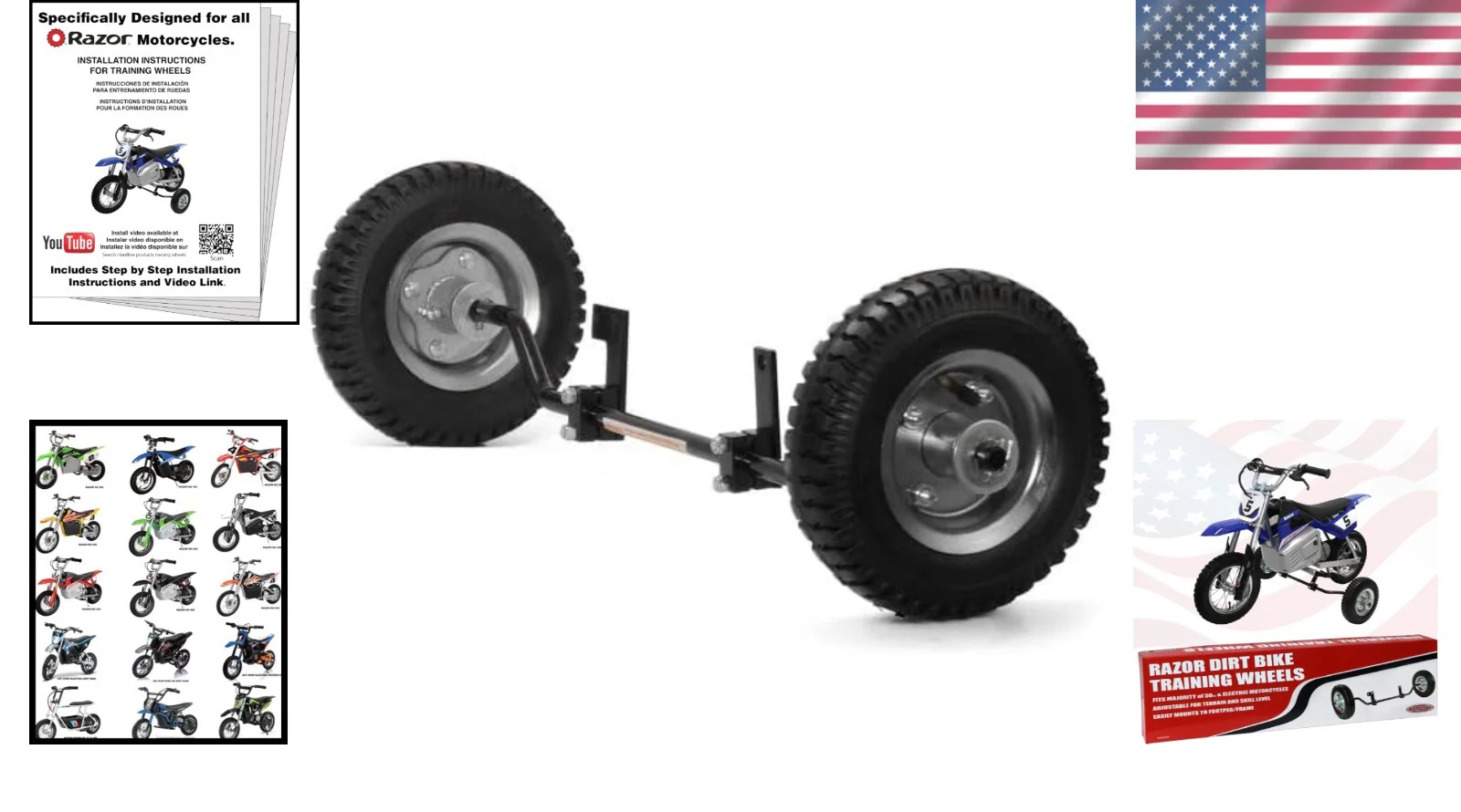 Adjustable Training Wheels Universal Fit for Razor MX125 to MX650 Models - Image 2