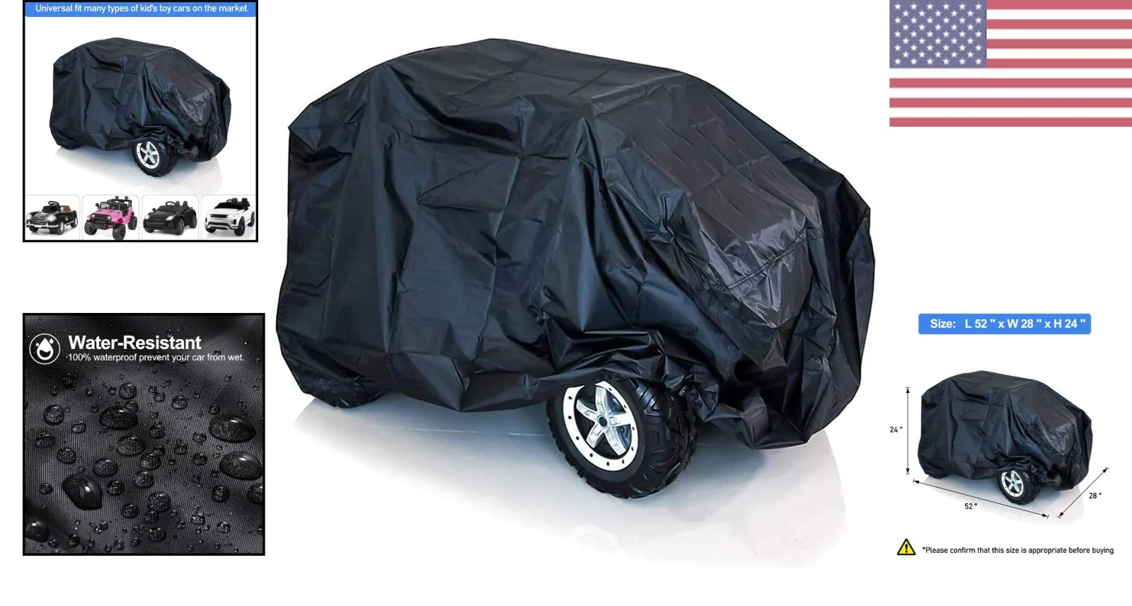 Universal Fit Ride-On Toy Car Cover Water Resistant Tear-Proof Easy to Clean - Image 2