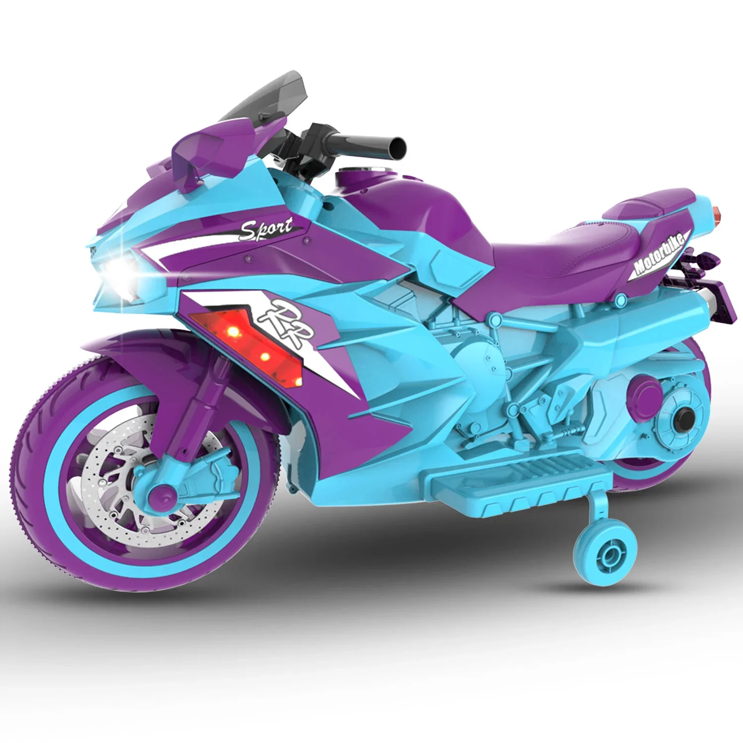 12V Electric Kids Ride-On Dirt Bike with Training Wheels in Mixed Colors - Image 6
