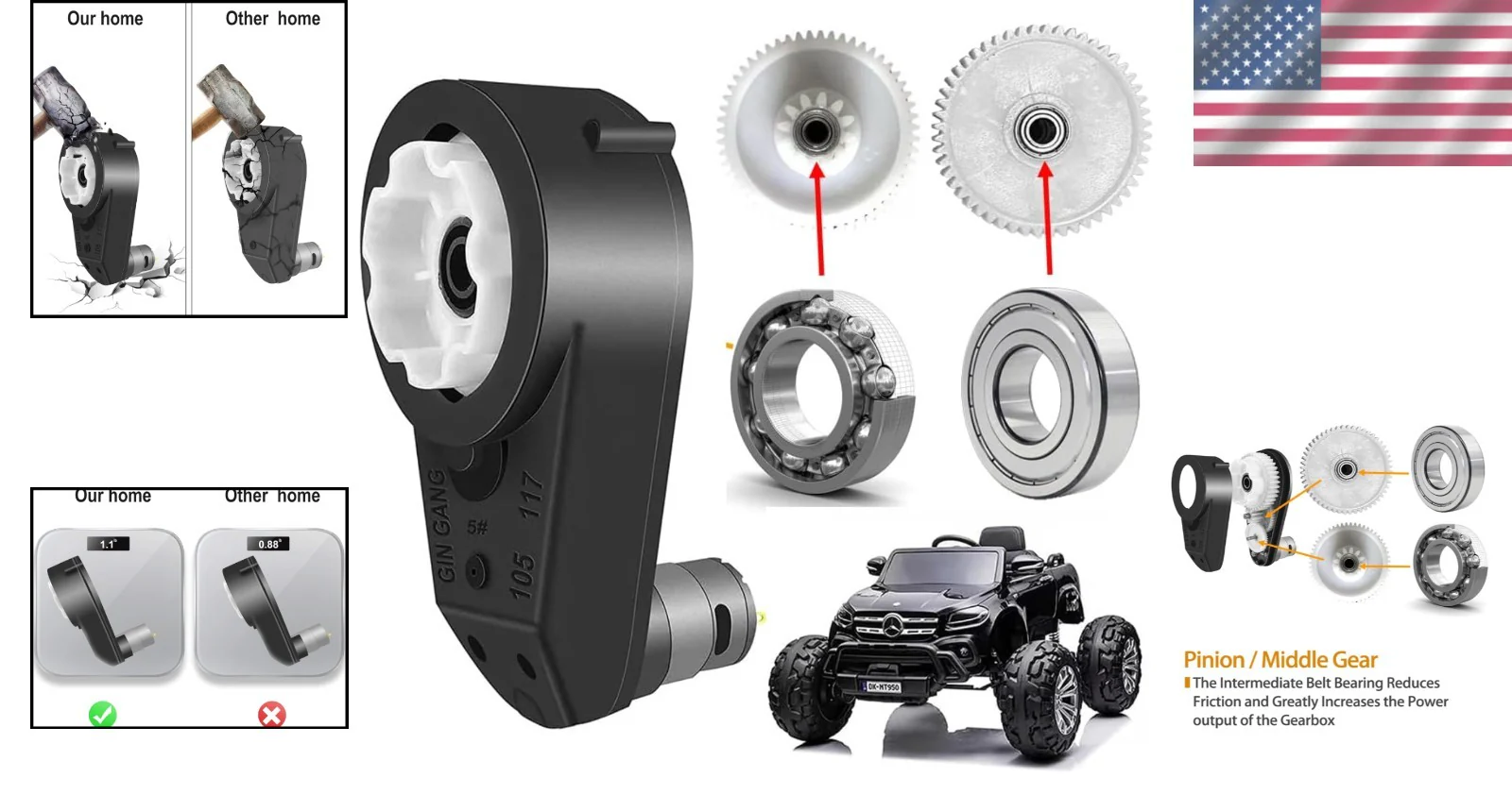 24V RS555 High Torque Motor with 30000RPM Gearbox for Power Wheels Upgrade - Image 2