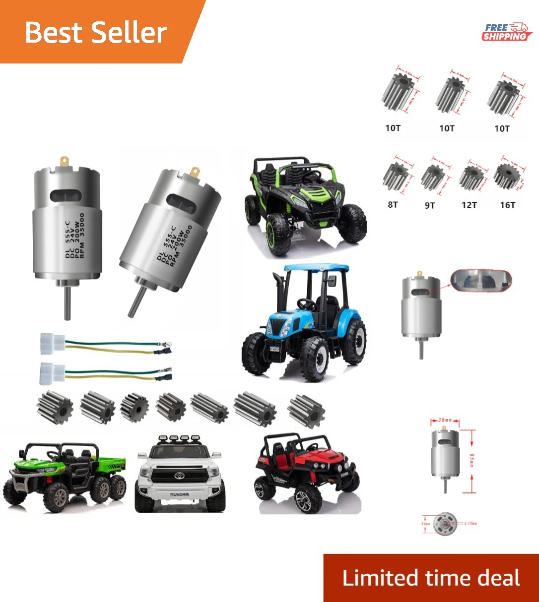 Kids Ride-On Car 2-Piece Set with 24V High-Speed RS555 Motor Drive - Image 9