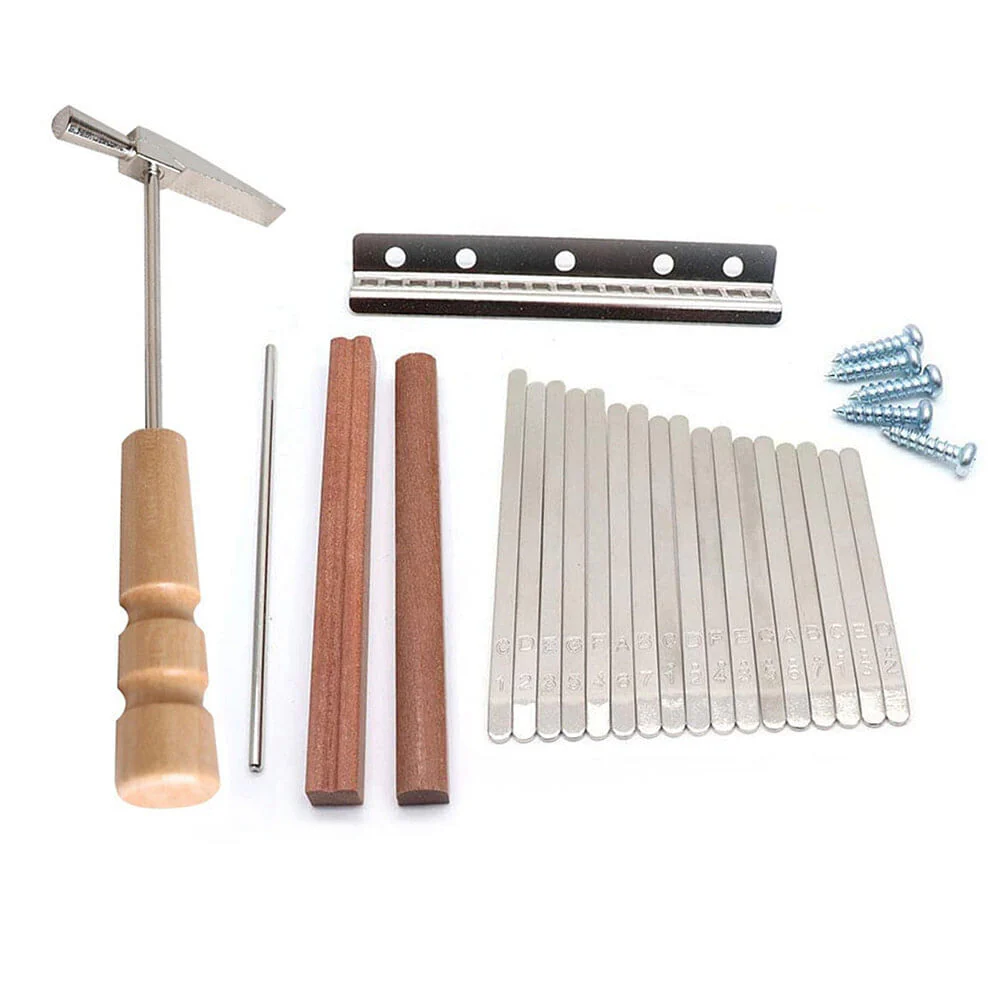 17-Key Thumb Piano Kalimba Set with Tuning Hammer, Keys, Screws, and Metal Bar - Image 7