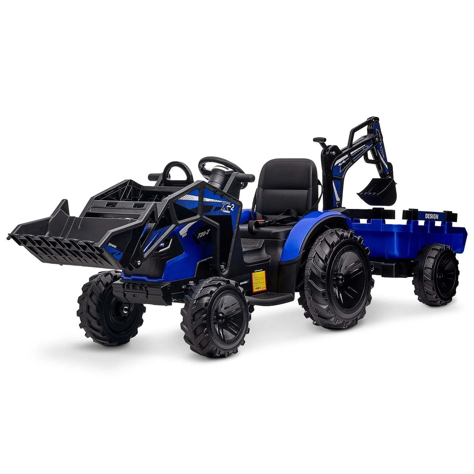 24V 3-in-1 Battery-Powered Electric Kids Ride-On Tractor with Trailer - Image 2
