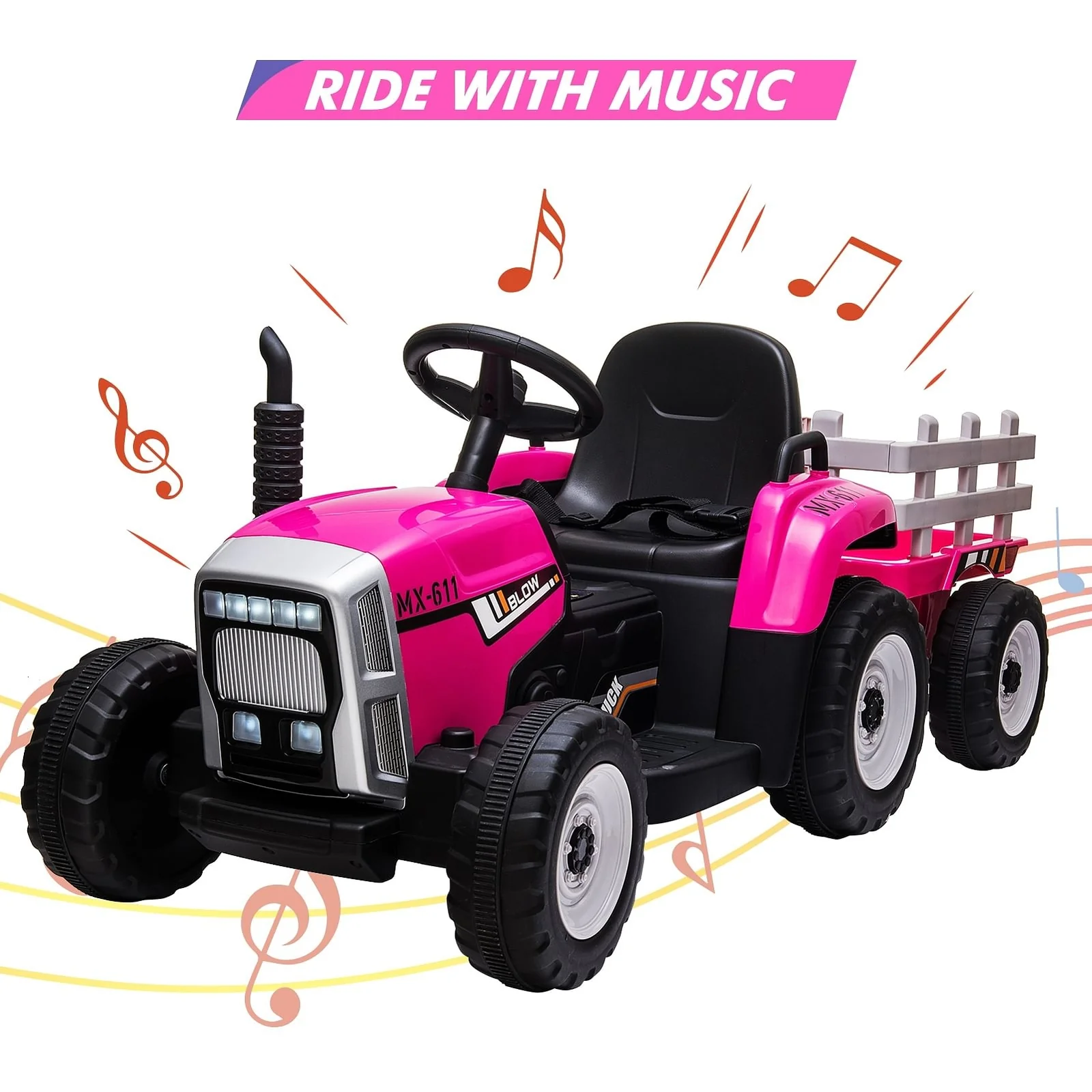 12V Kids Electric Ride-On Tractor Battery Powered 35W Rose - Image 7
