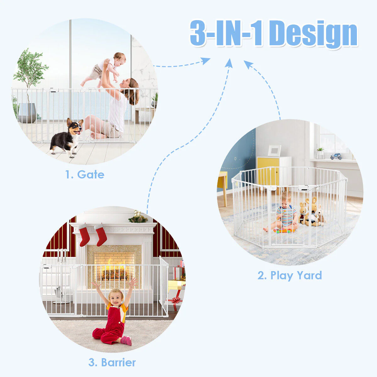 Versatile 8-Panel Metal Play Yard and Pet Barrier with Adjustable Wall Mount - Image 6