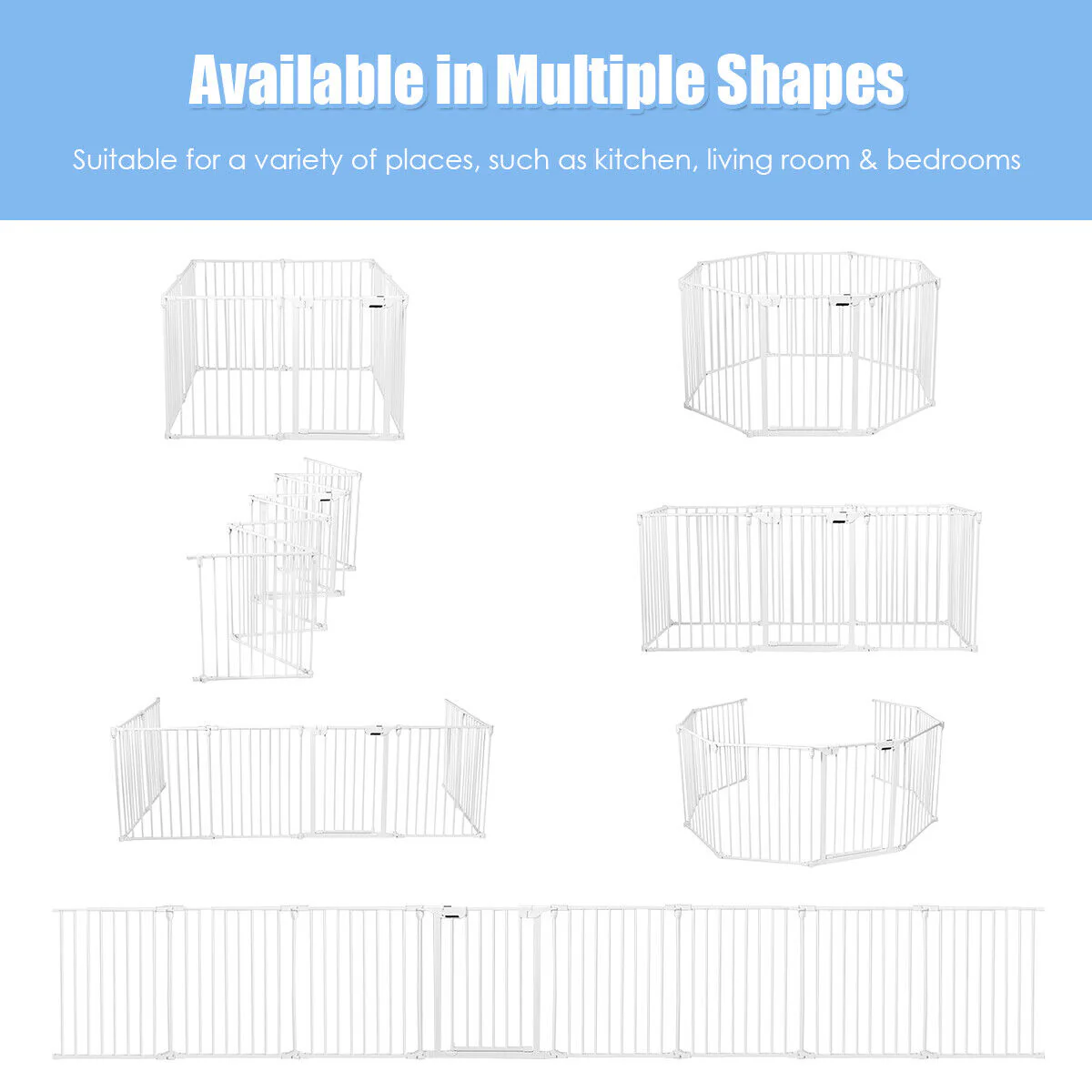 Versatile 8-Panel Metal Play Yard and Pet Barrier with Adjustable Wall Mount - Image 9