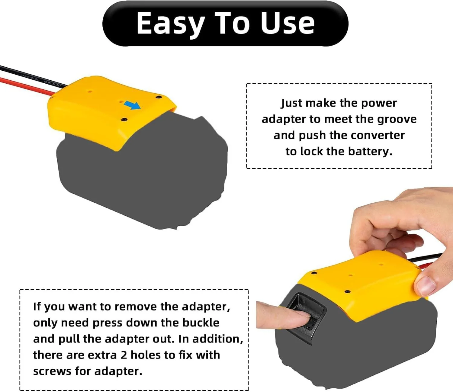 Power Wheel Adapter for Dewalt Batteries with 12.5" Wire and Fuse - Image 4