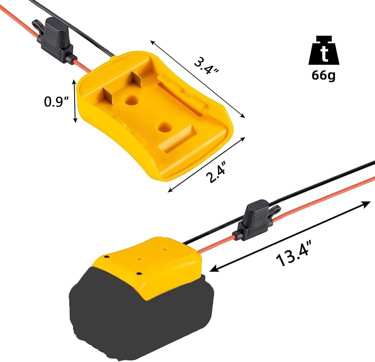 Power Wheel Adapter for Dewalt Batteries with 12.5" Wire and Fuse - Image 5