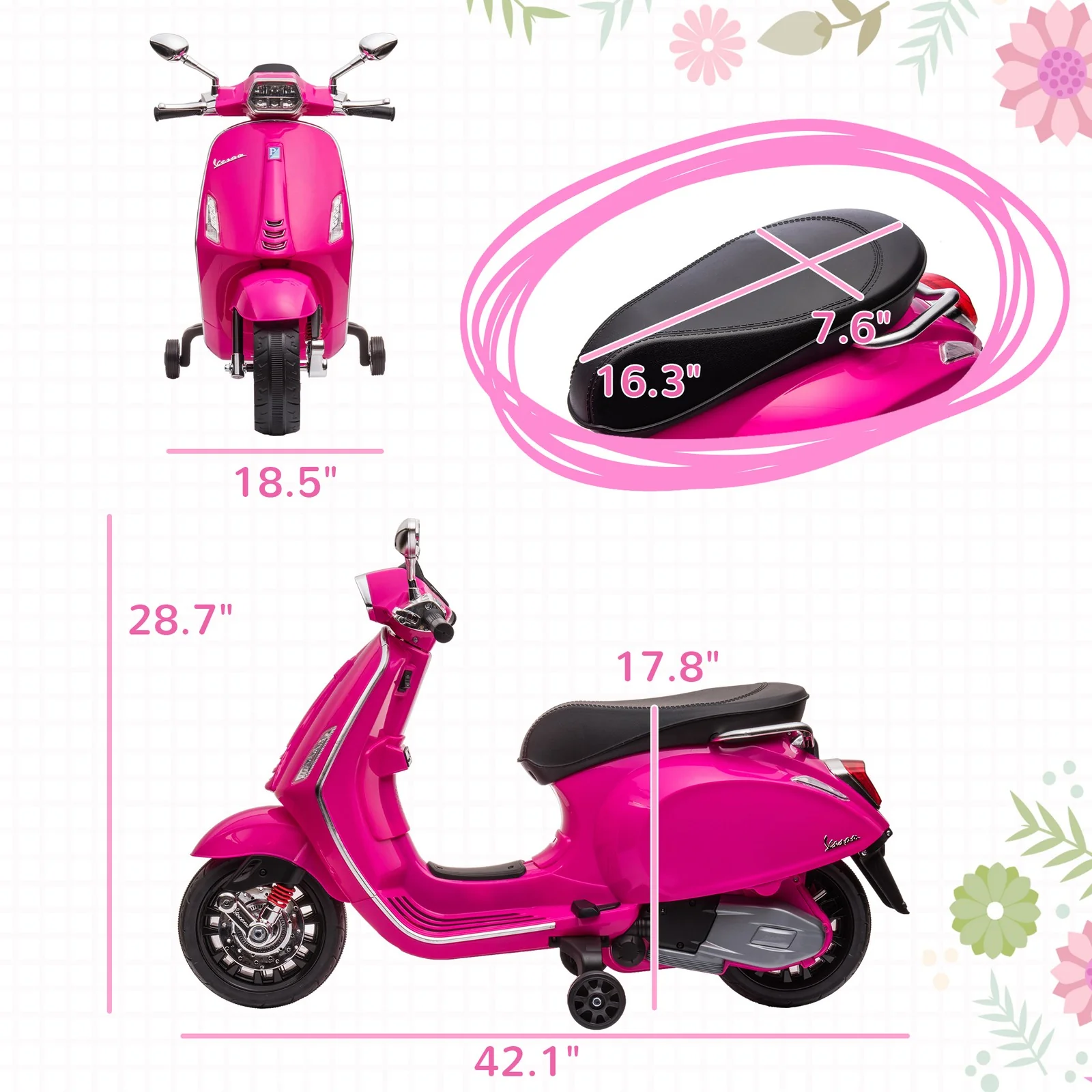 Licensed Pink Electric Kids Motorcycle with Music and FM Radio - Image 3