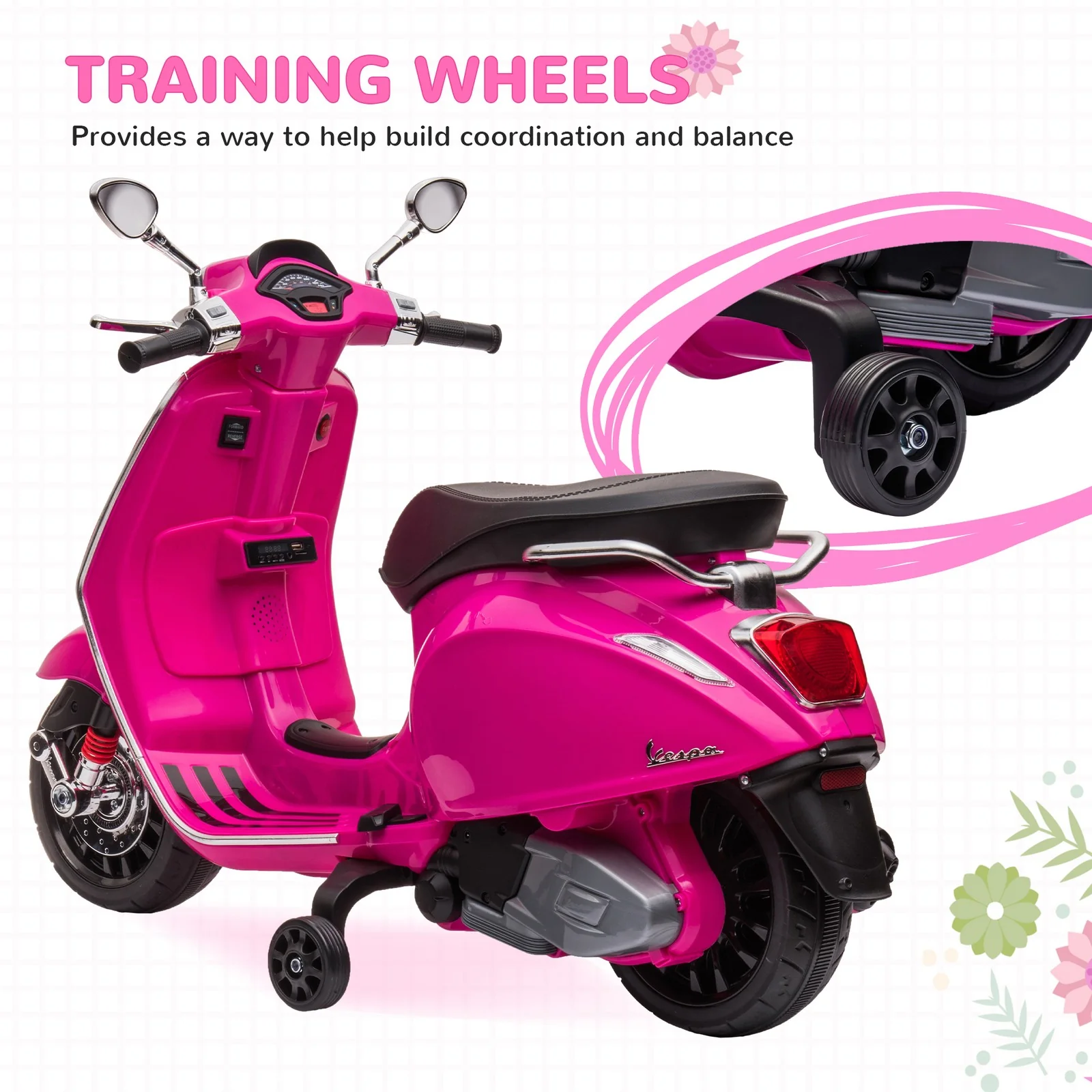 Licensed Pink Electric Kids Motorcycle with Music and FM Radio - Image 7