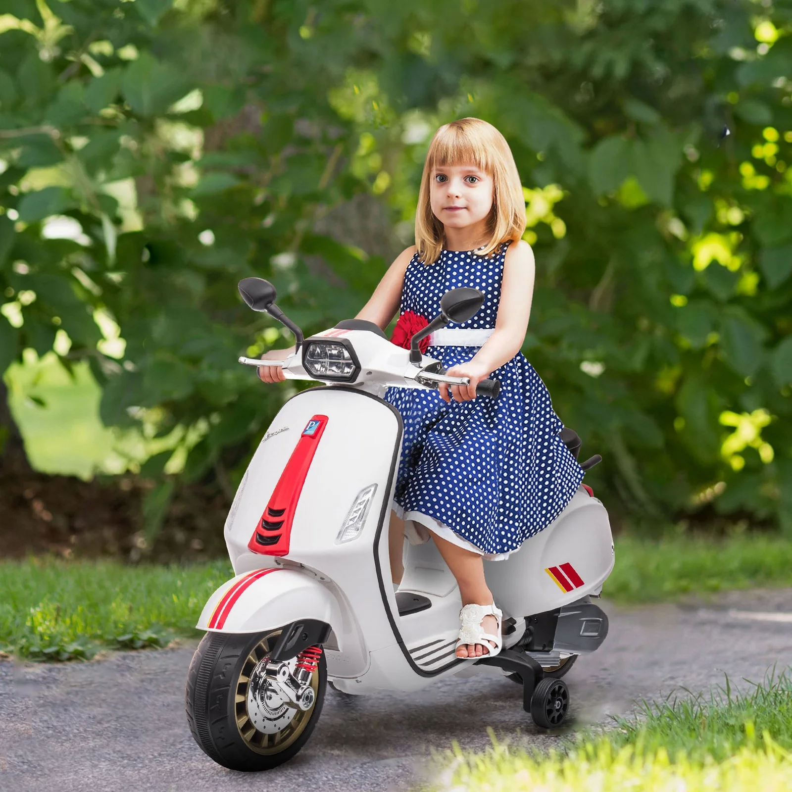 Licensed Vespa Electric Motorcycle for Kids with Music and FM Radio - Image 12