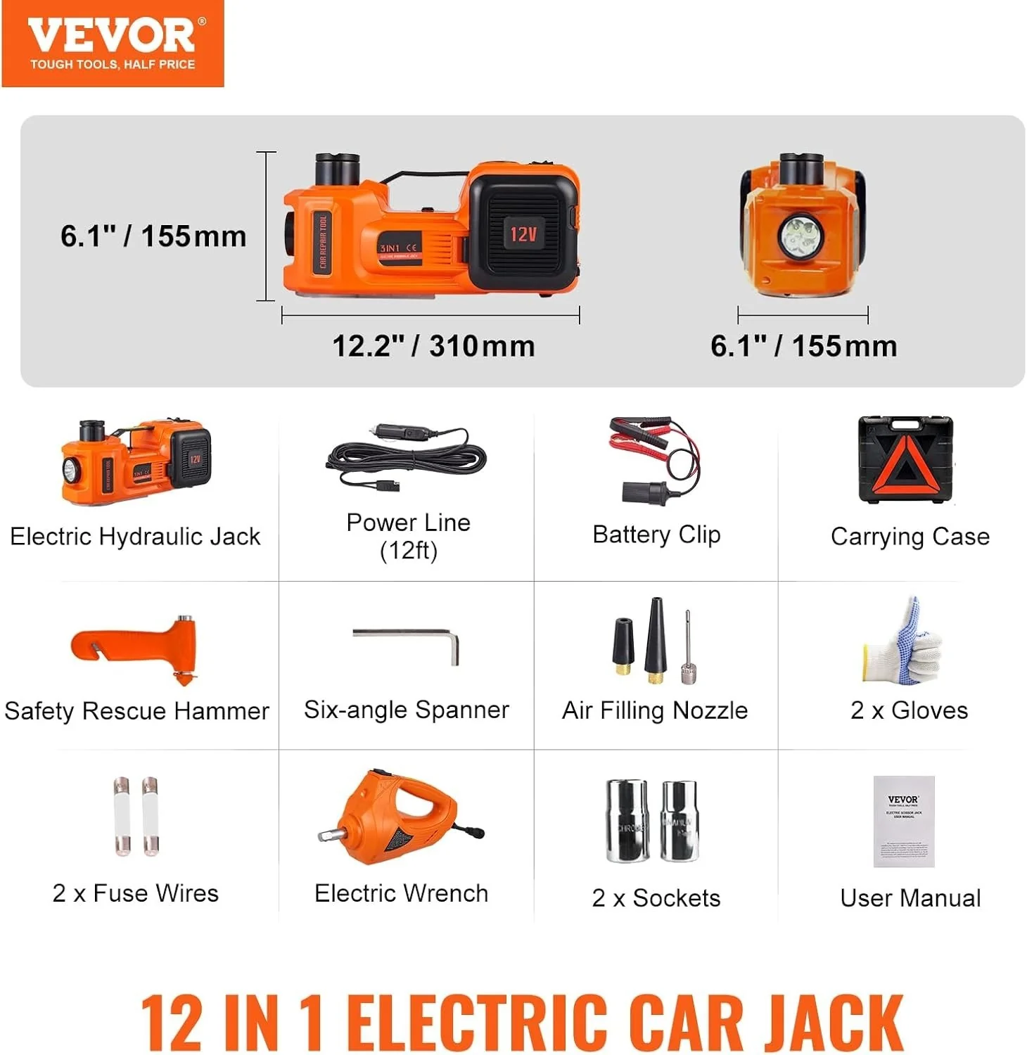 Electric Hydraulic Car Jack 5 Ton 11023 LBS with Electric Impact Lift - Image 3