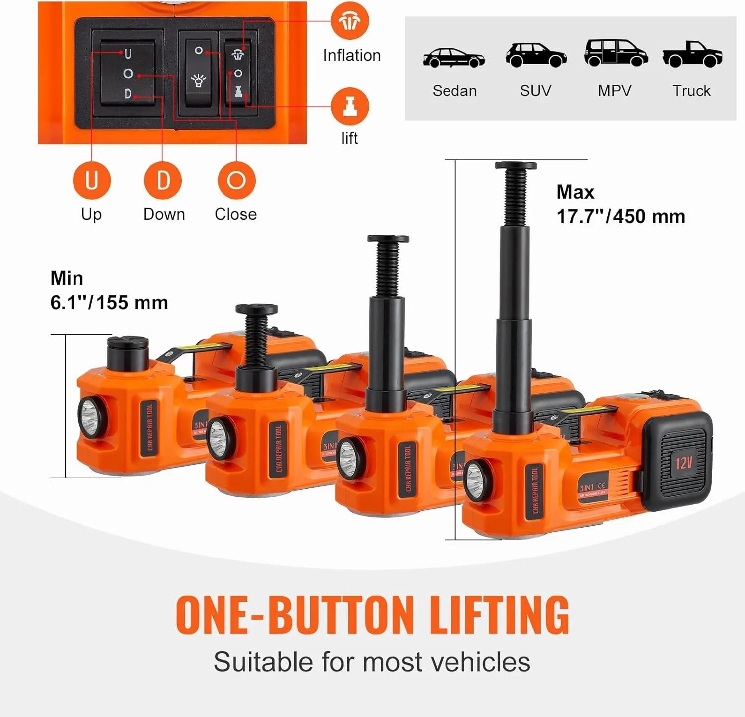 Electric Hydraulic Car Jack 5 Ton Capacity with Electric Impact Lift - Image 3