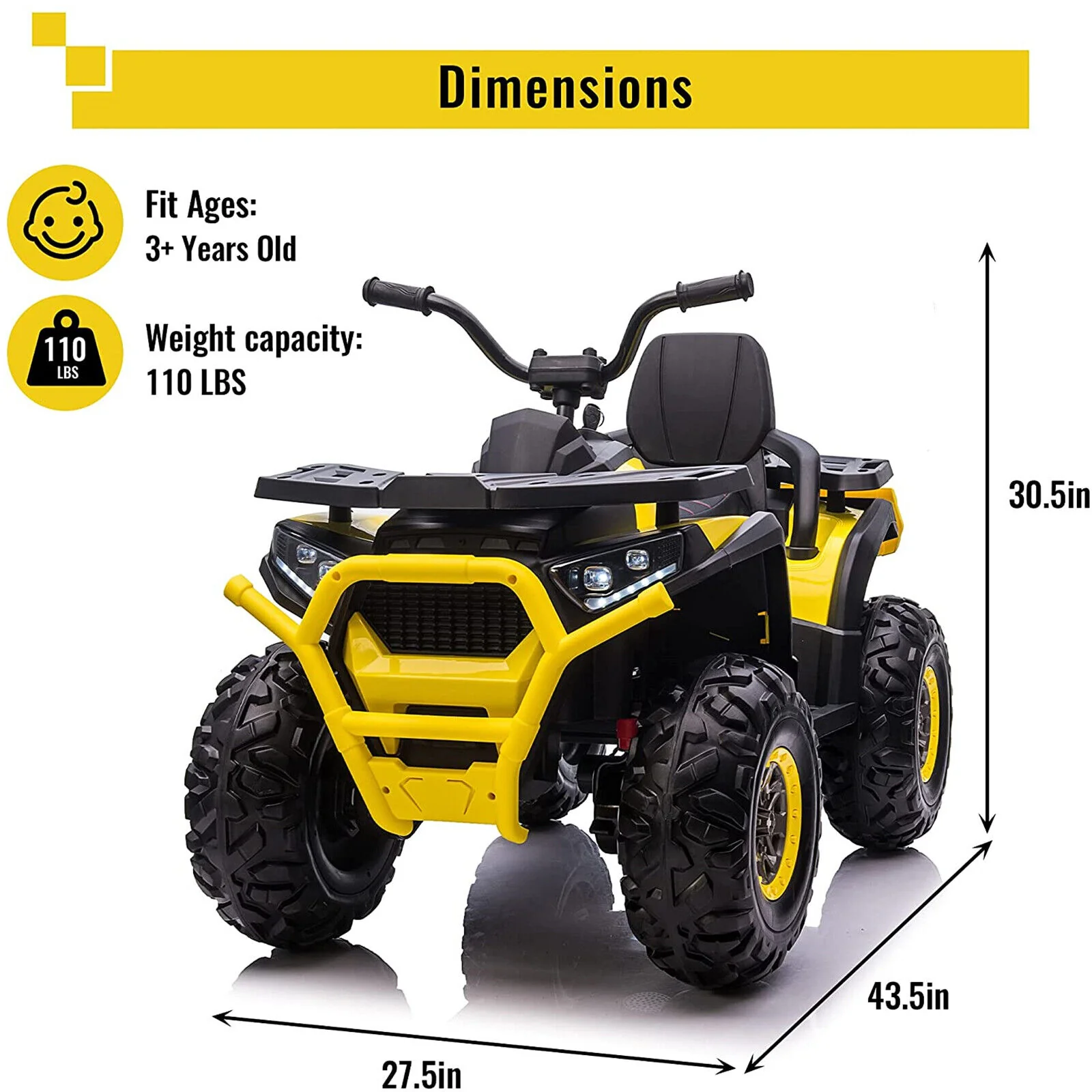 VILOBOS 12V Battery-Powered ATV Ride-On Toy with Music and Lights for Kids - Image 2