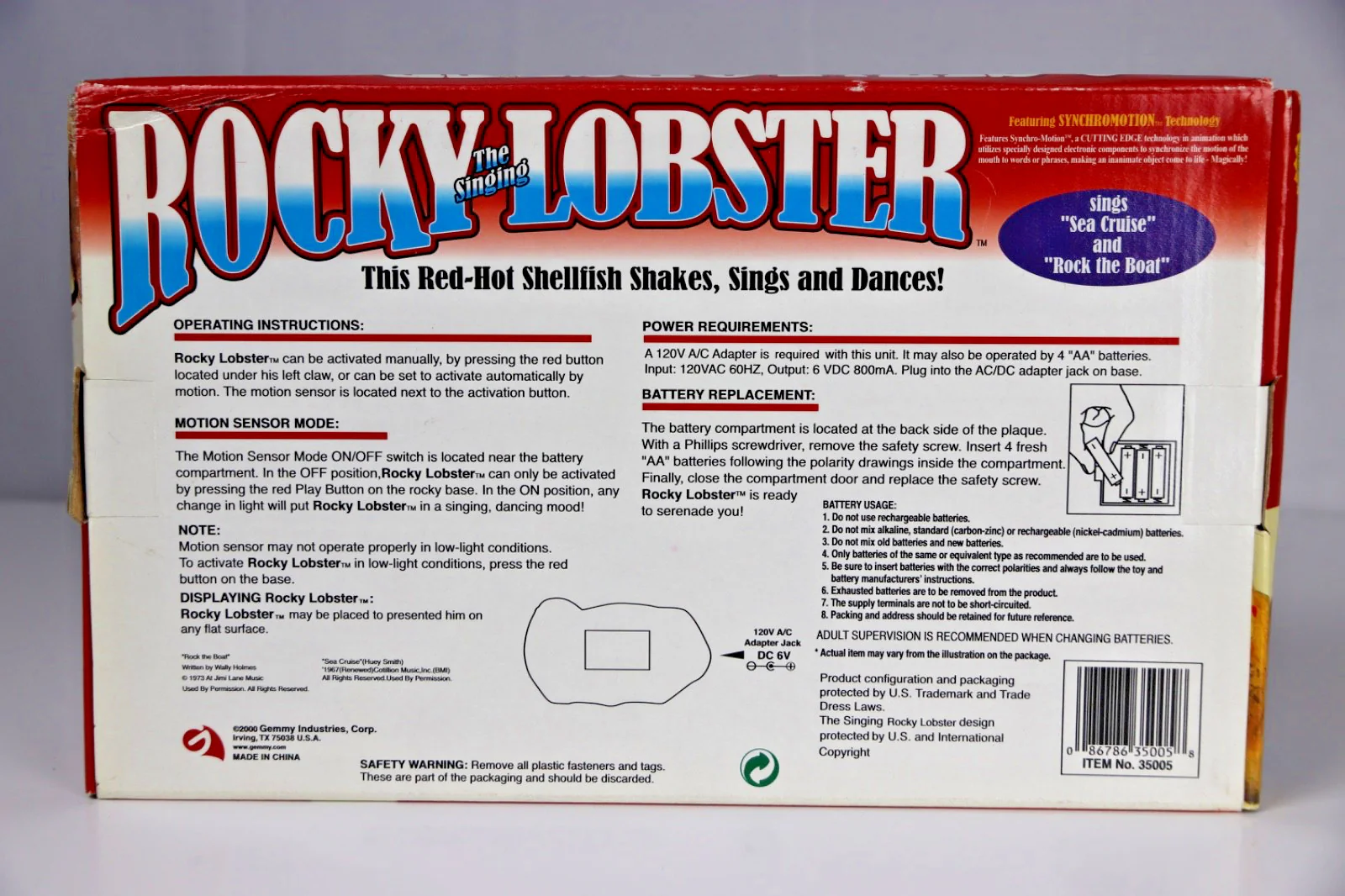 Rocky the Singing Lobster - Motion Activated Dance Toy from 2000, Brand New in Box - Image 5
