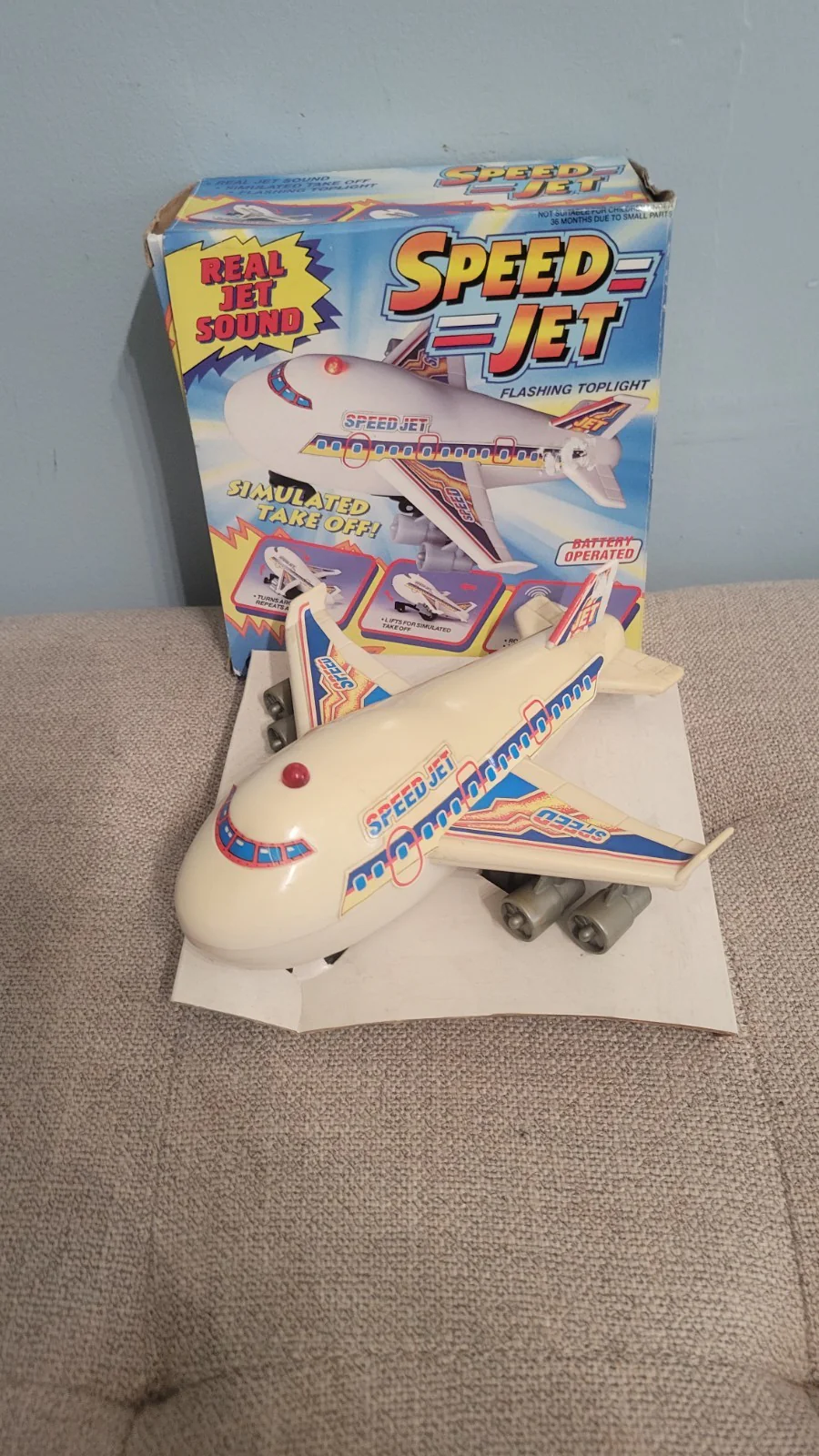 Retro Battery-Powered Jet Toy Airplane with Flashing Lights and Sound Effects