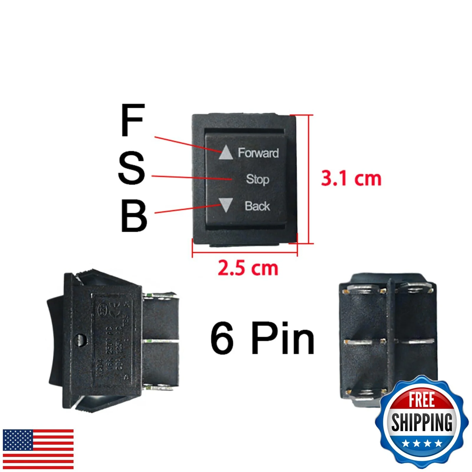 2 Pcs Universal Forward and Backward Switch for 6-24V Power Wheel Circuit - Image 2