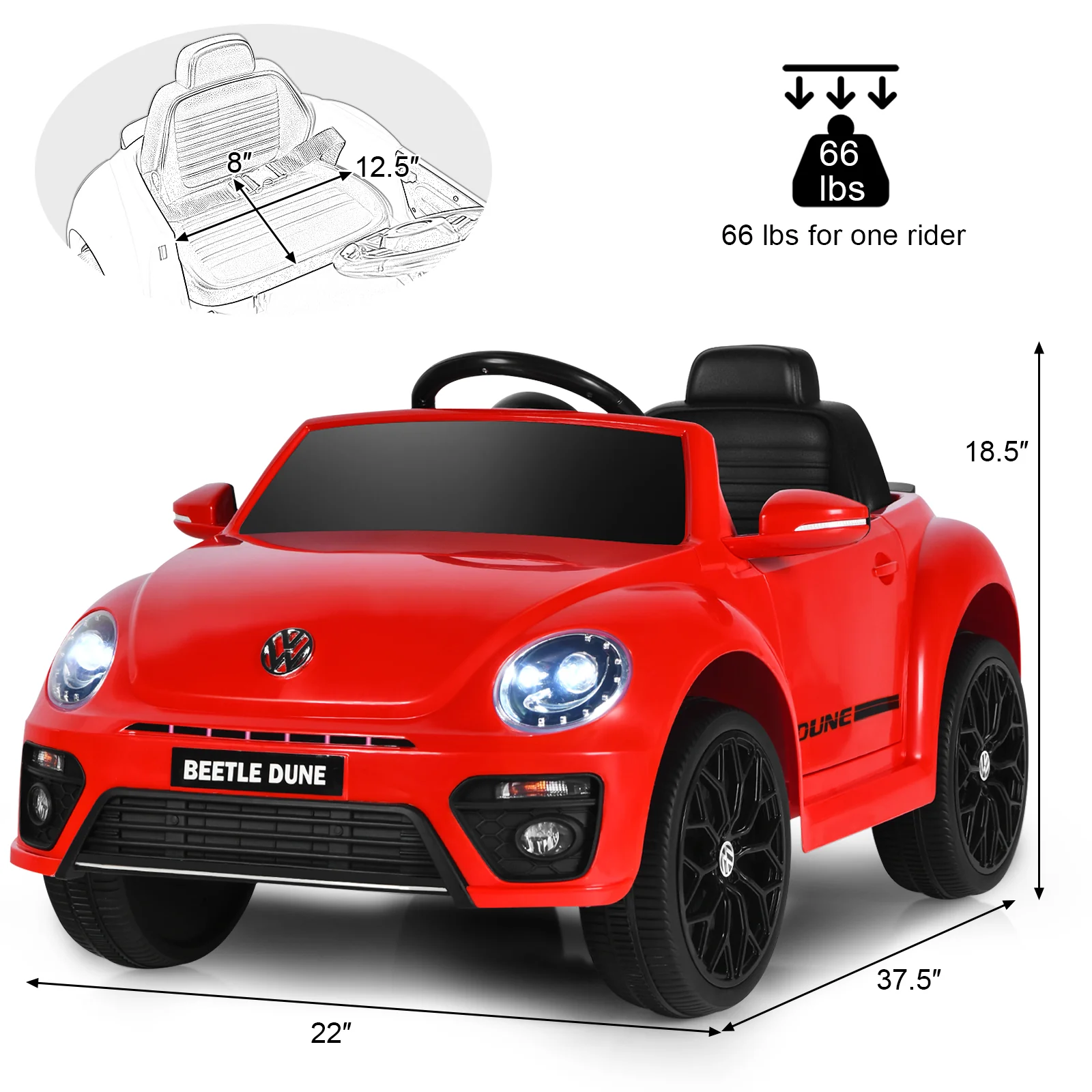 Volkswagen Beetle Electric Ride-On Car for Toddlers with Remote Control - Image 14